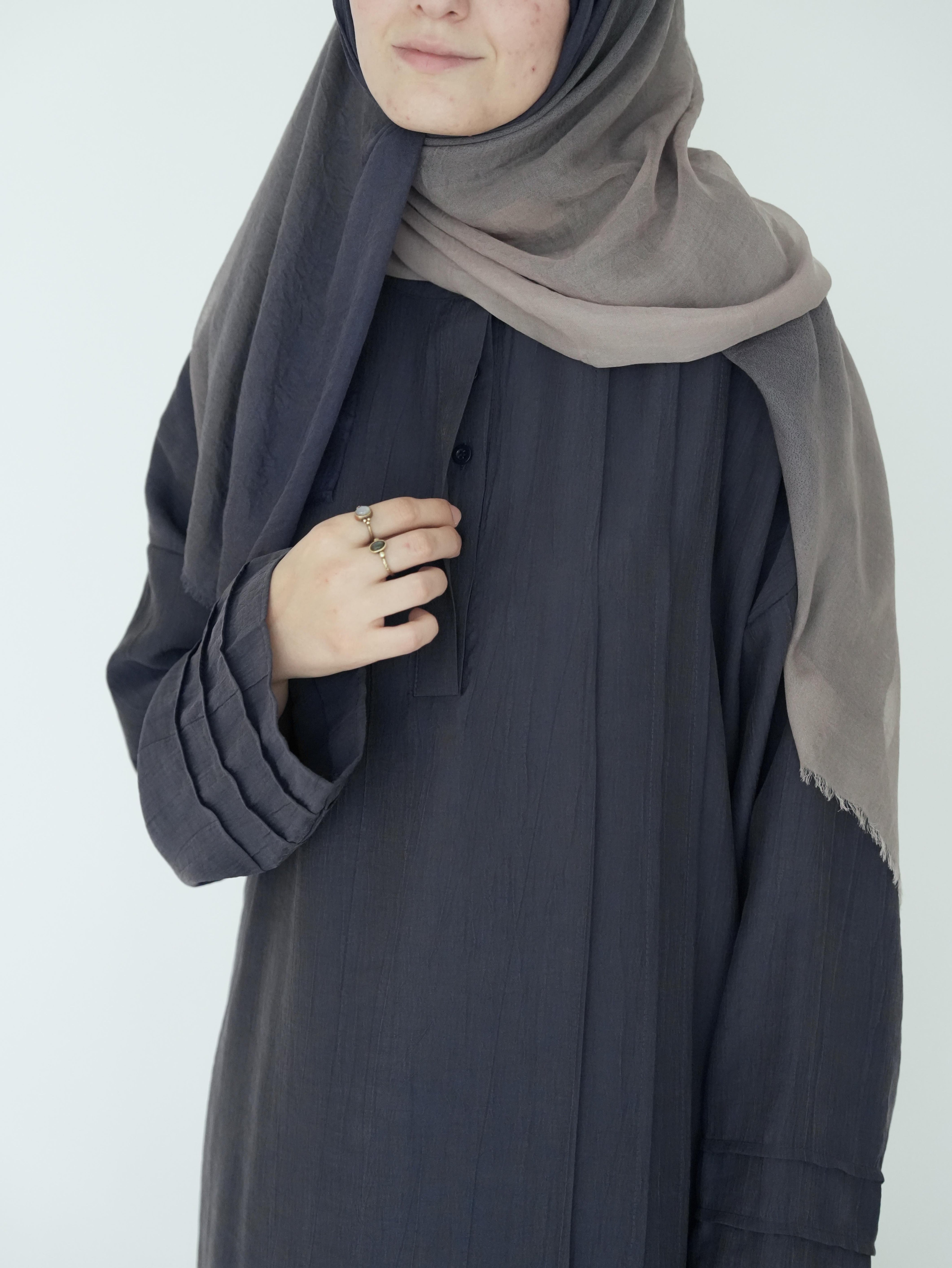 Nisa Nervürlü Elbise Lacivert