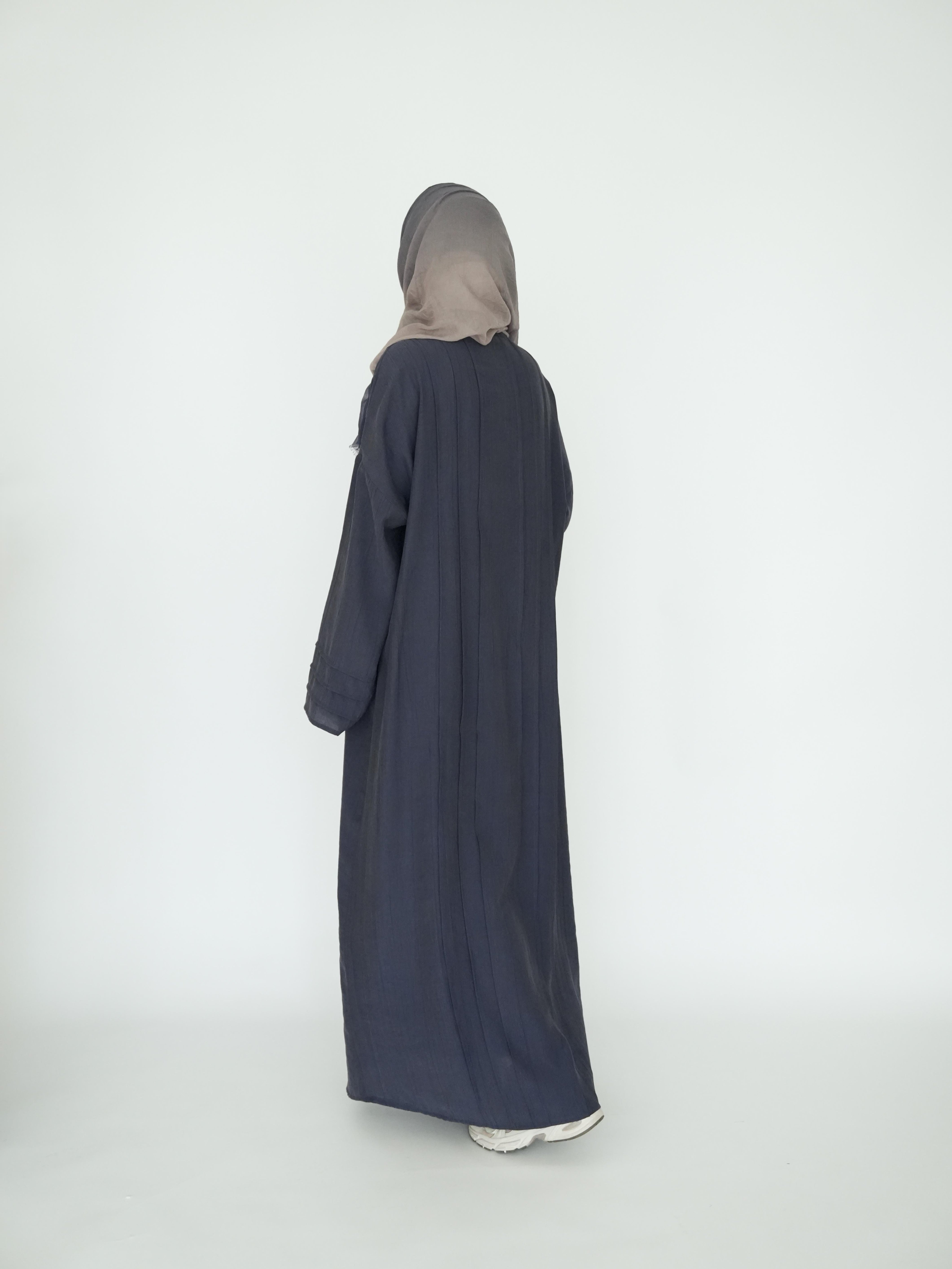 Nisa Nervürlü Elbise Lacivert