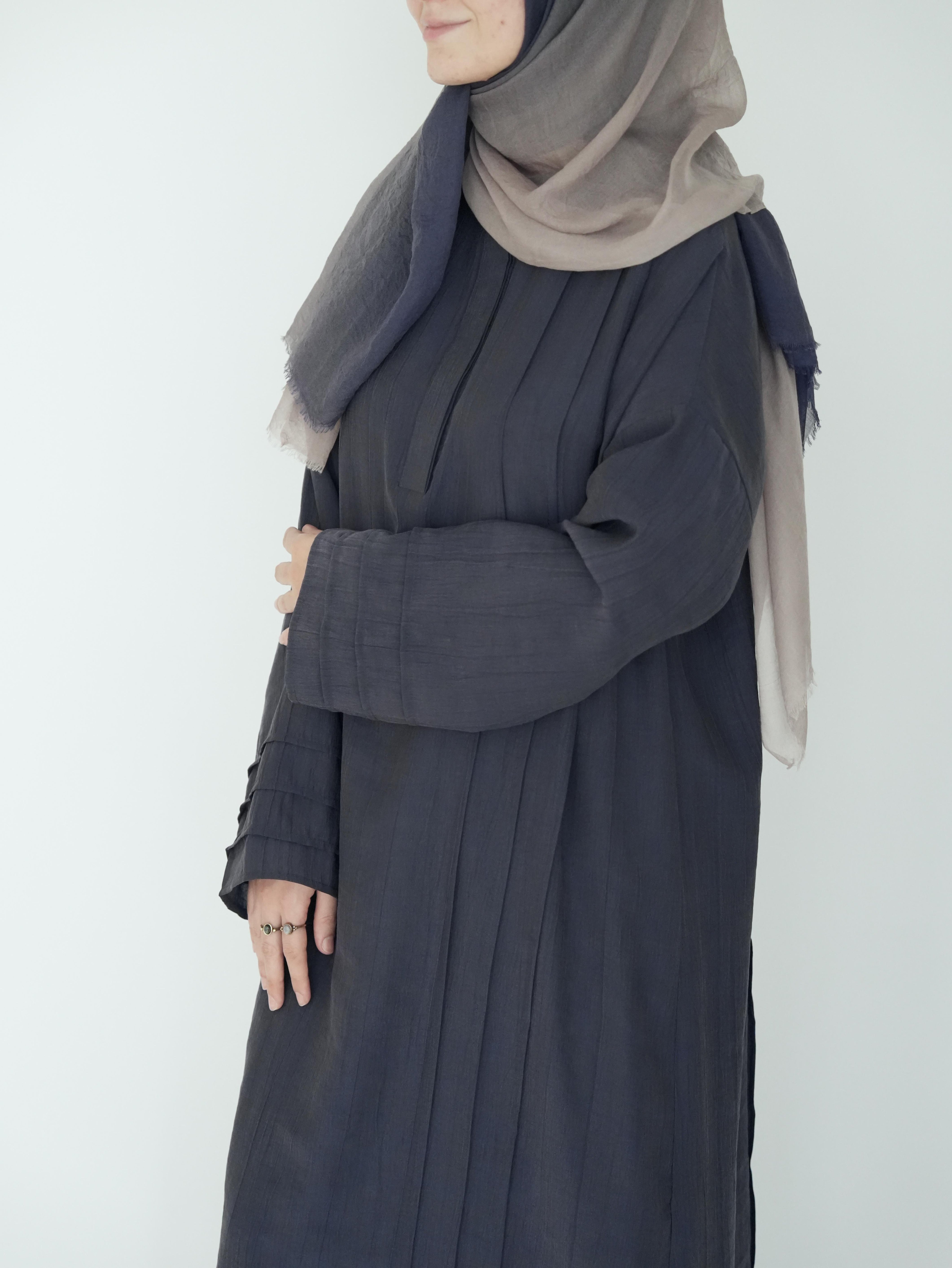 Nisa Nervürlü Elbise Lacivert