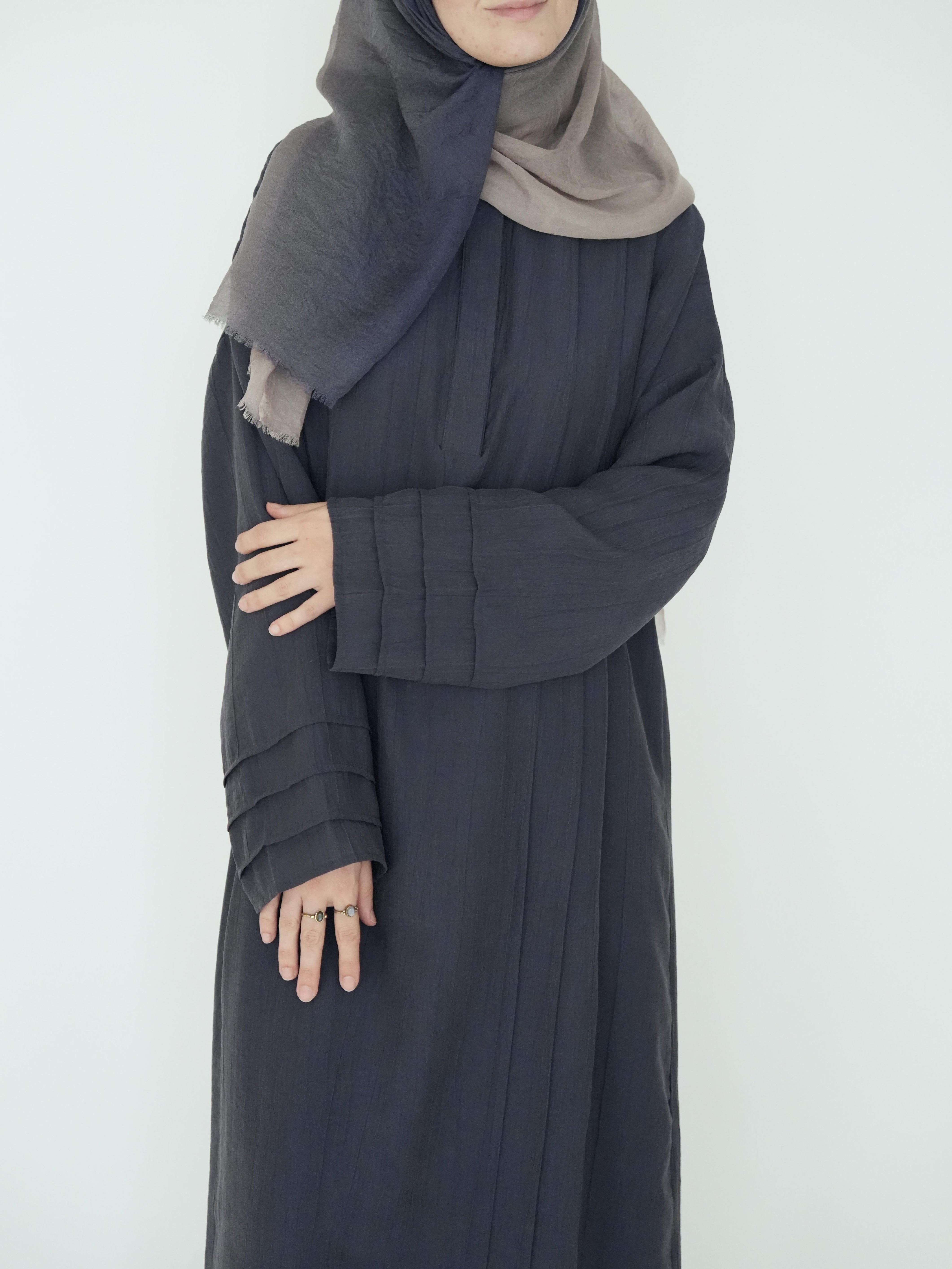 Nisa Nervürlü Elbise Lacivert