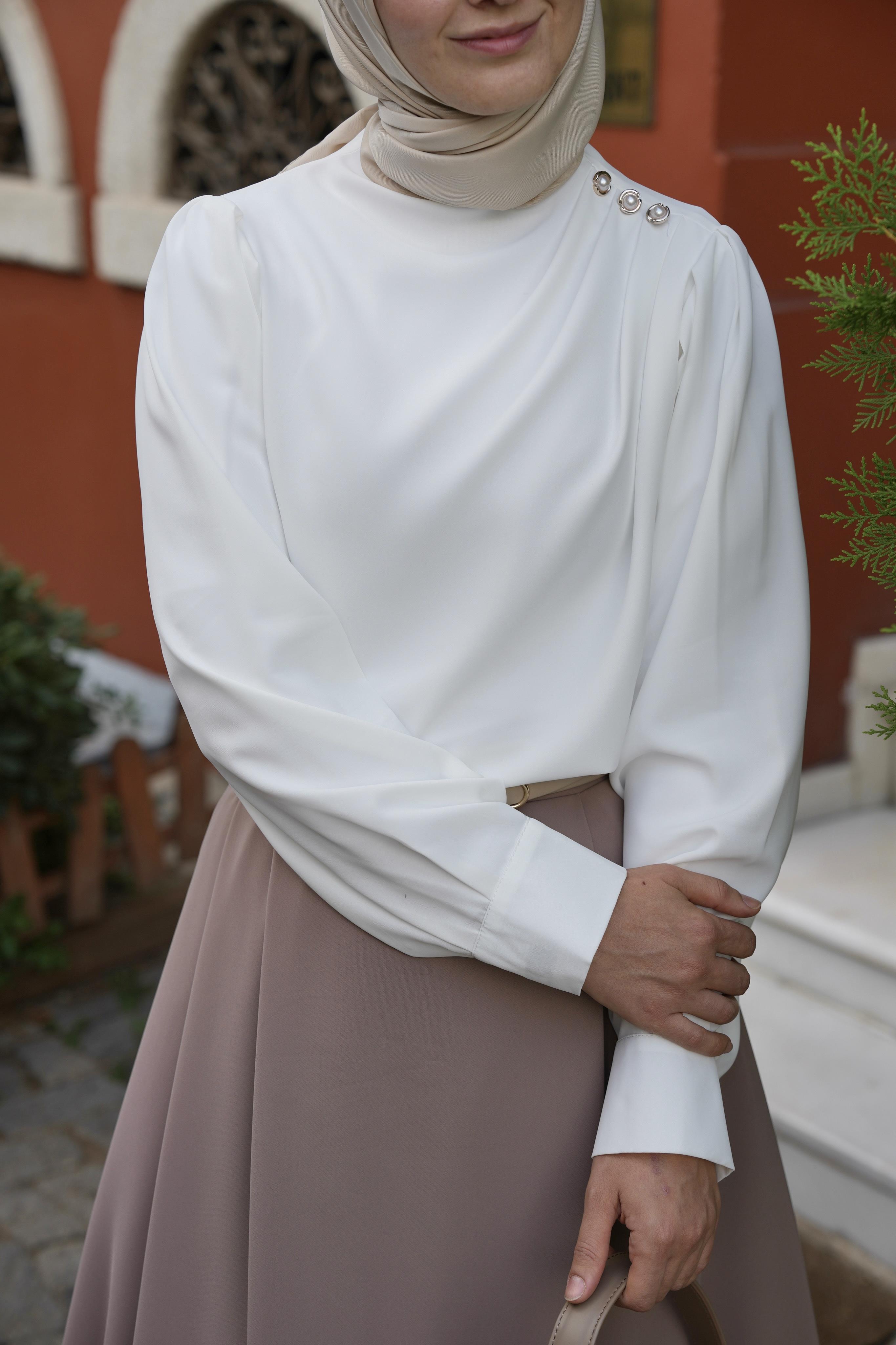 Omuz Düğmeli Gömlek BEYAZ