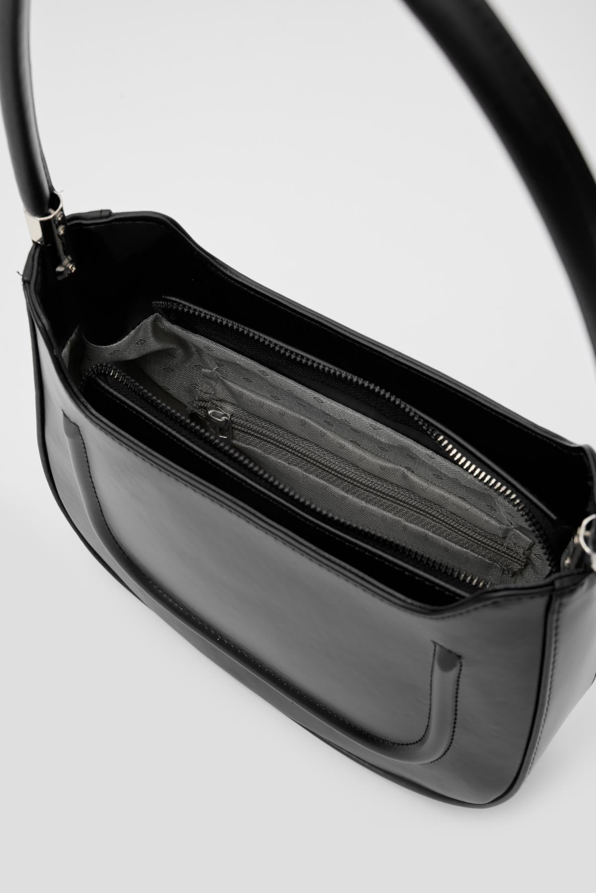 Oval Baget Çanta SİYAH