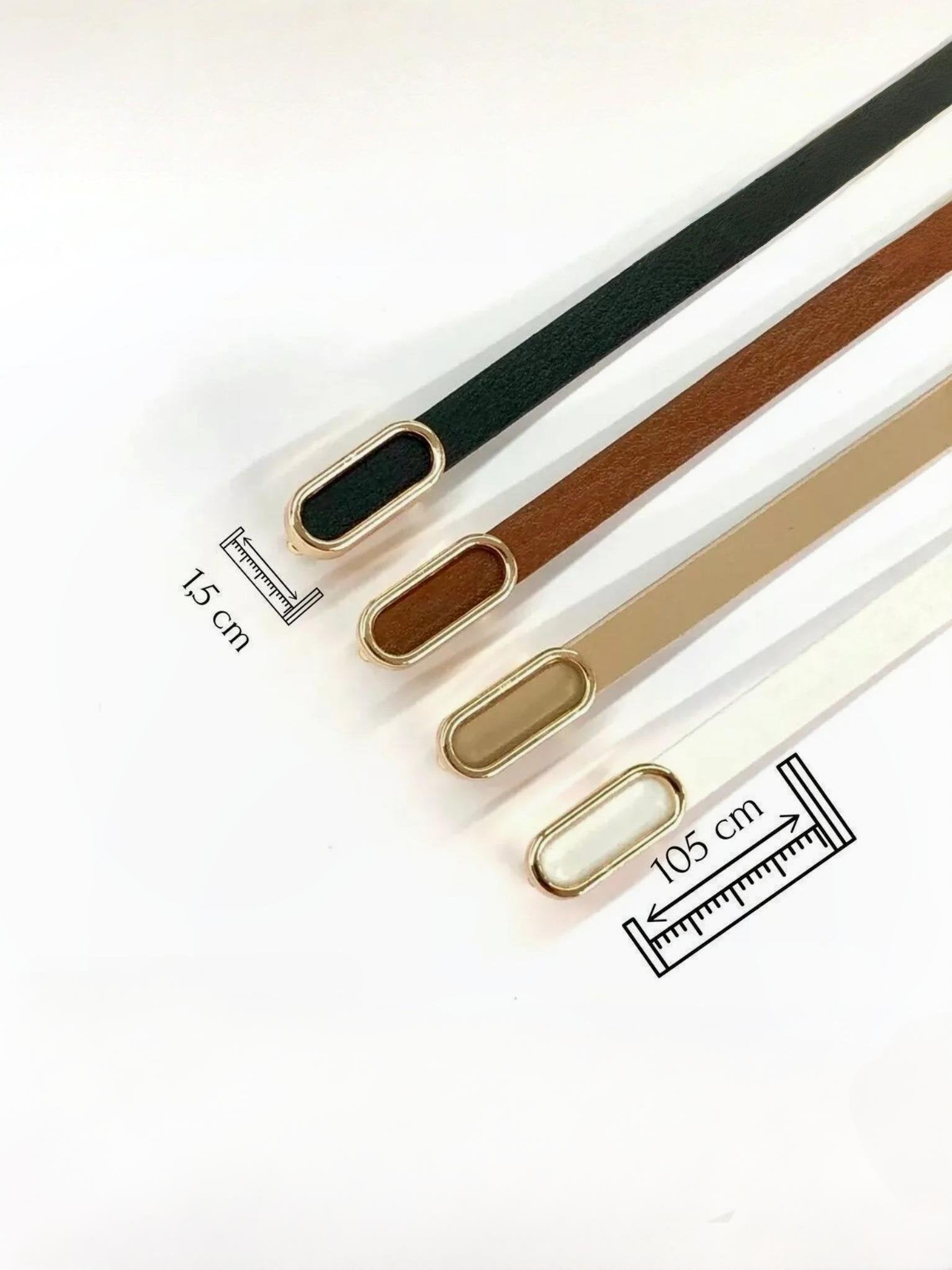 Oval Gold Tokalı İnce Kemer BEYAZ