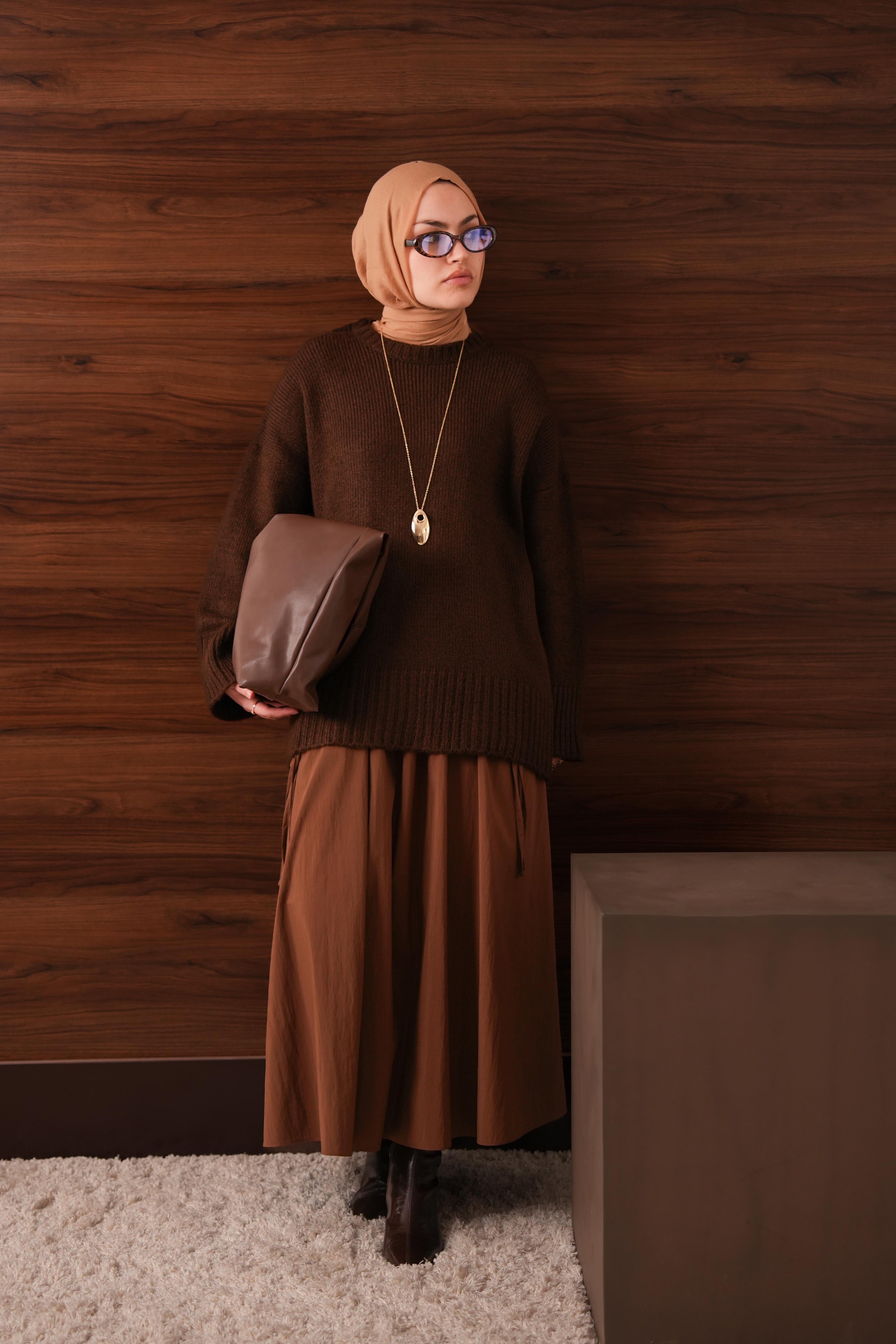 Oversize Kazak KAHVERENGİ