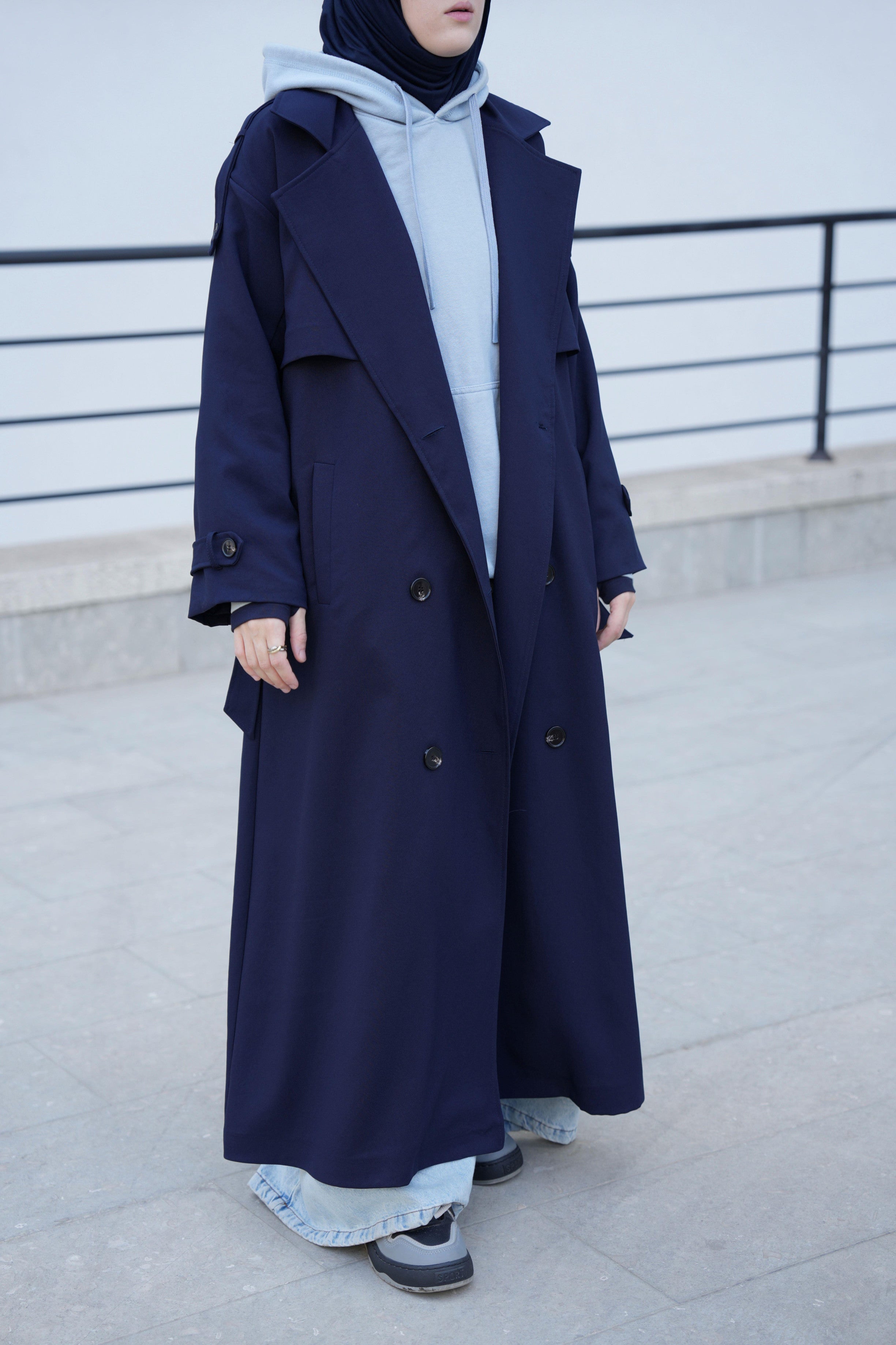 Oversize Trençkot LACİVERT