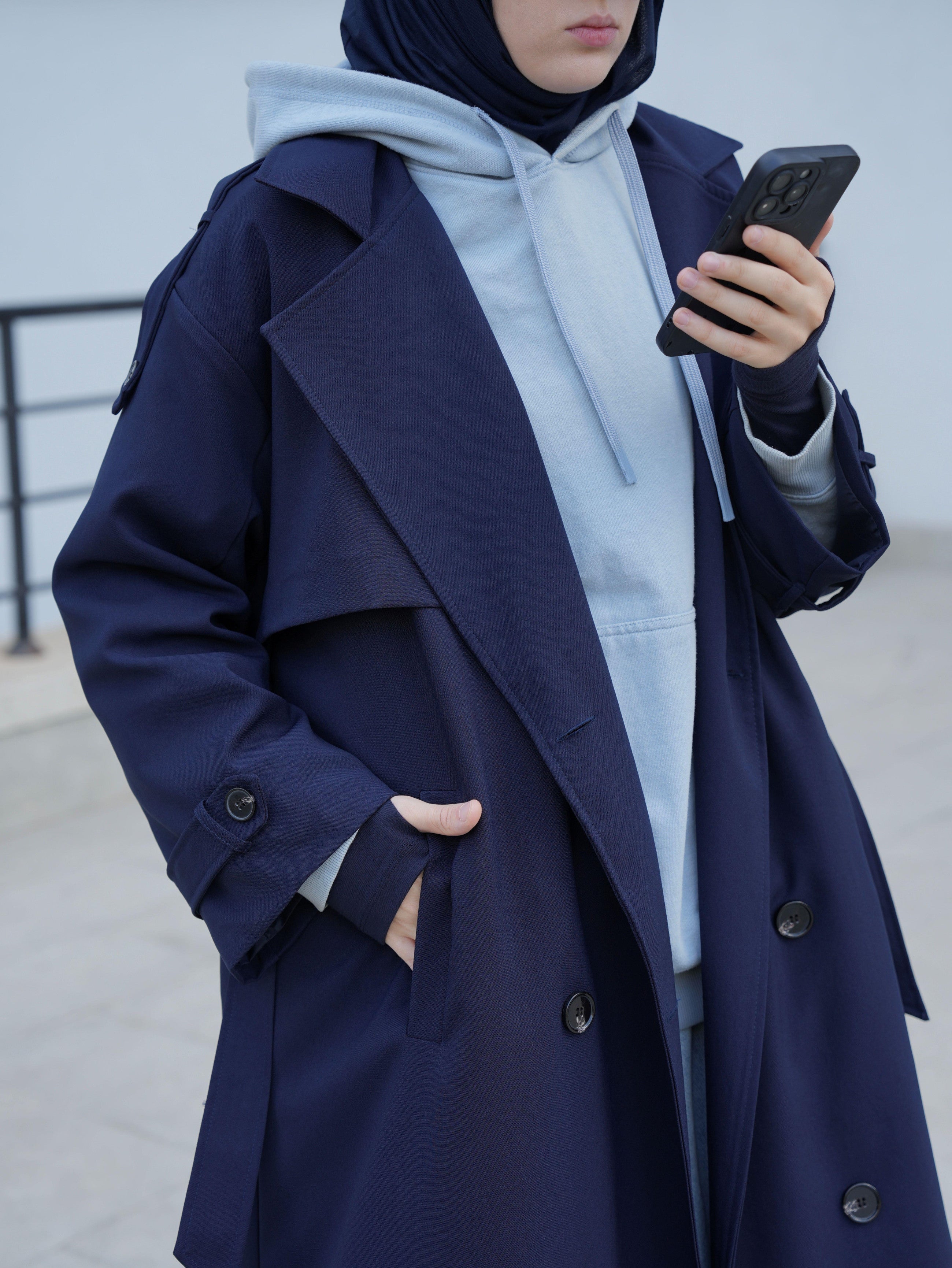 Oversize Trençkot LACİVERT