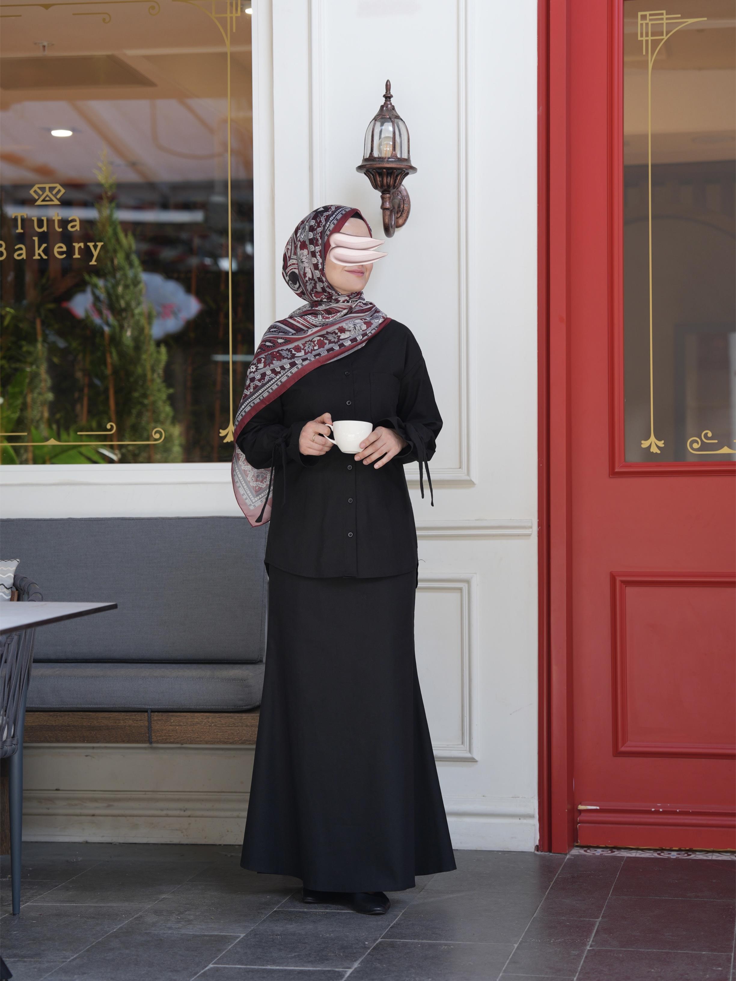 Pamuk Keten Etekli Takım Siyah