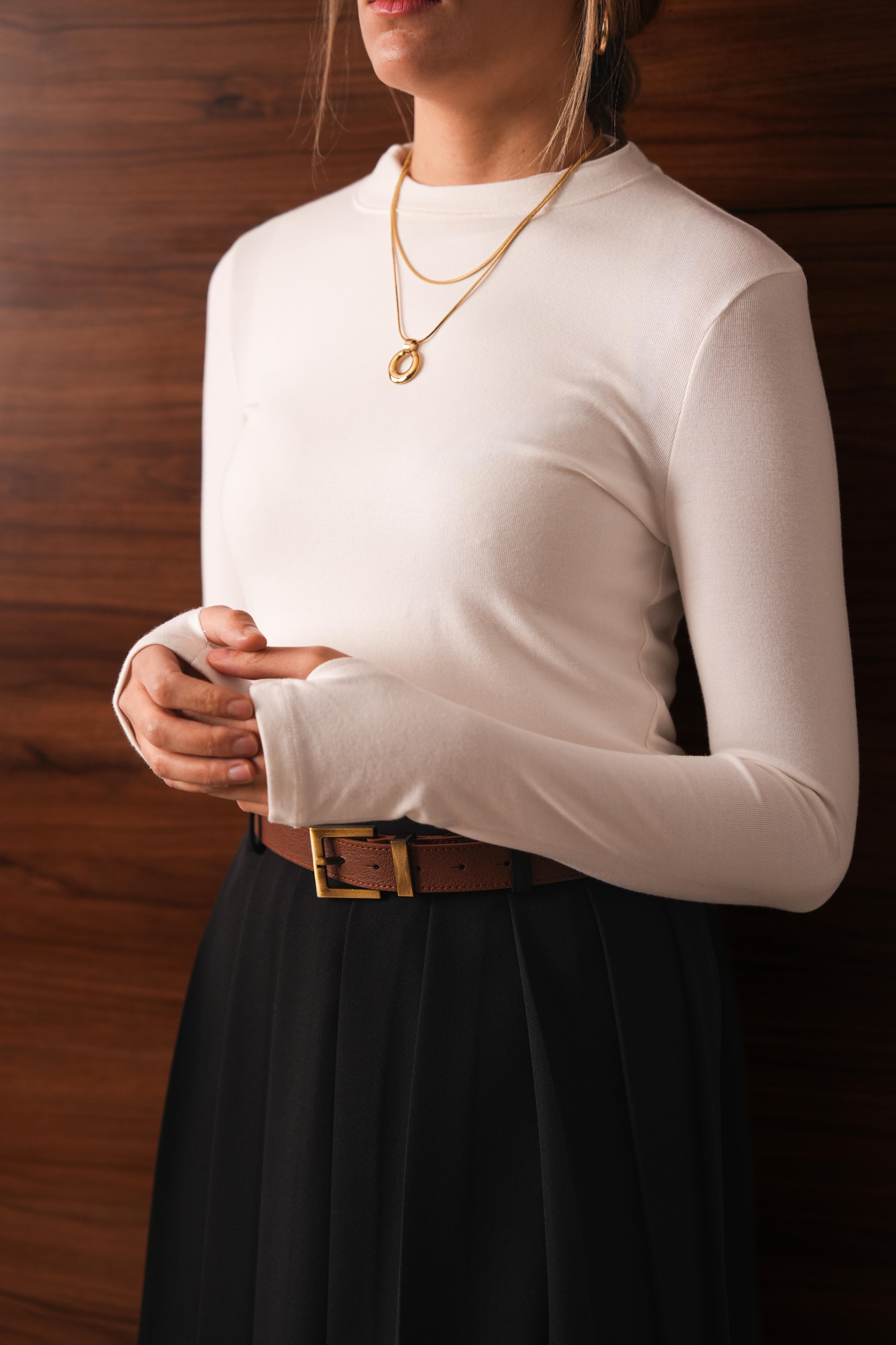 Parmak Detaylı Body EKRU