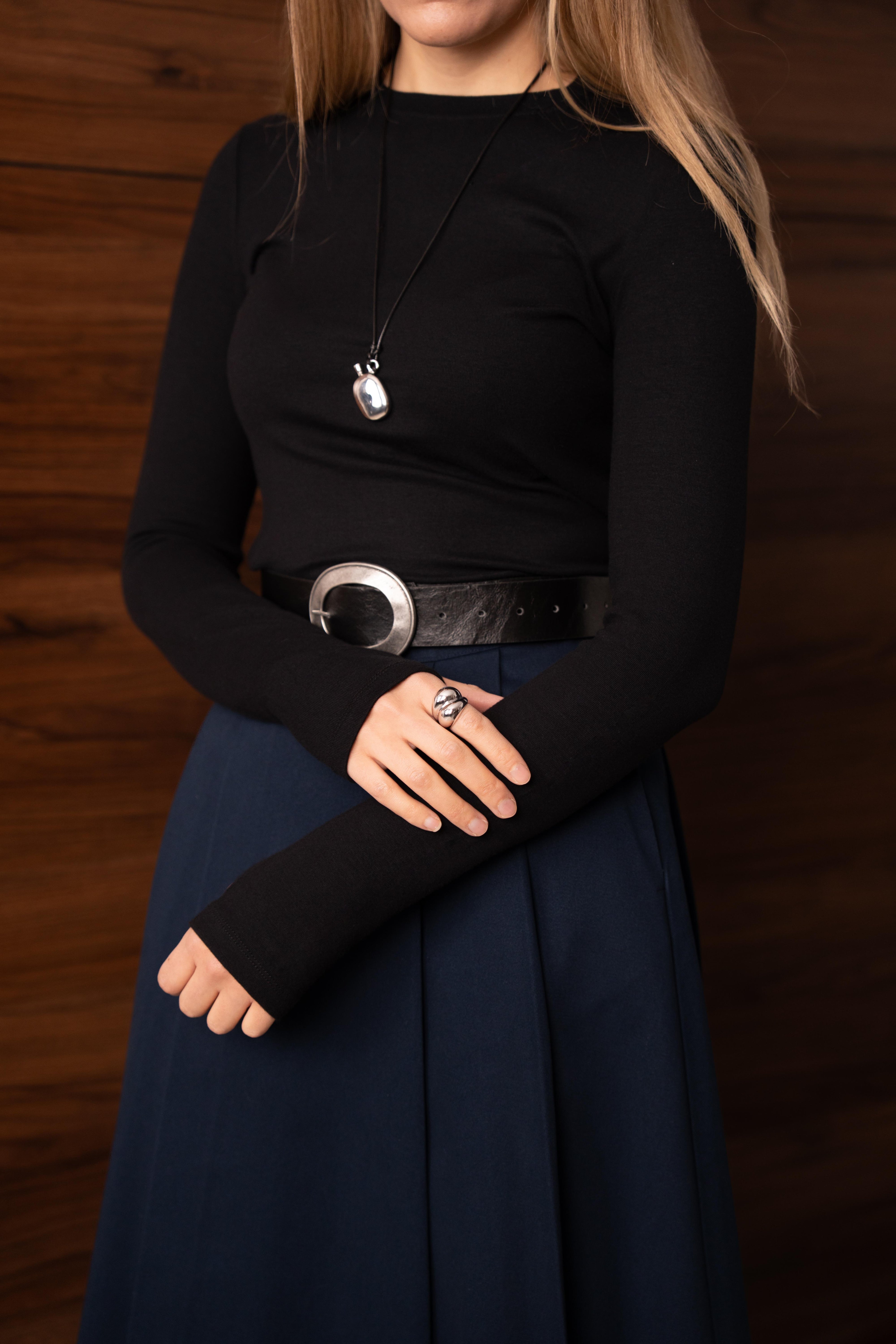 Parmak Detaylı Body Siyah