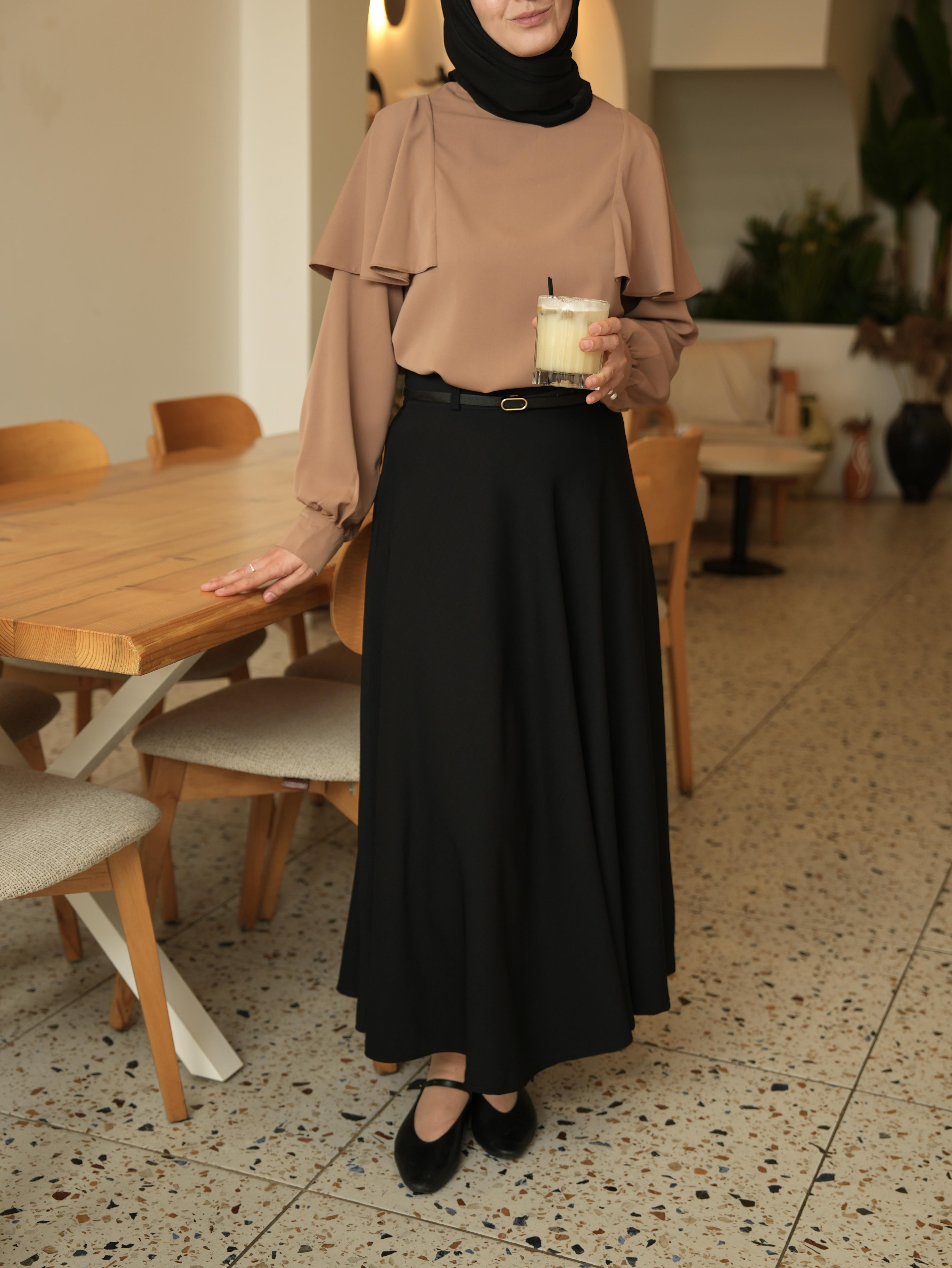 Pelerinli Bluz CAMEL