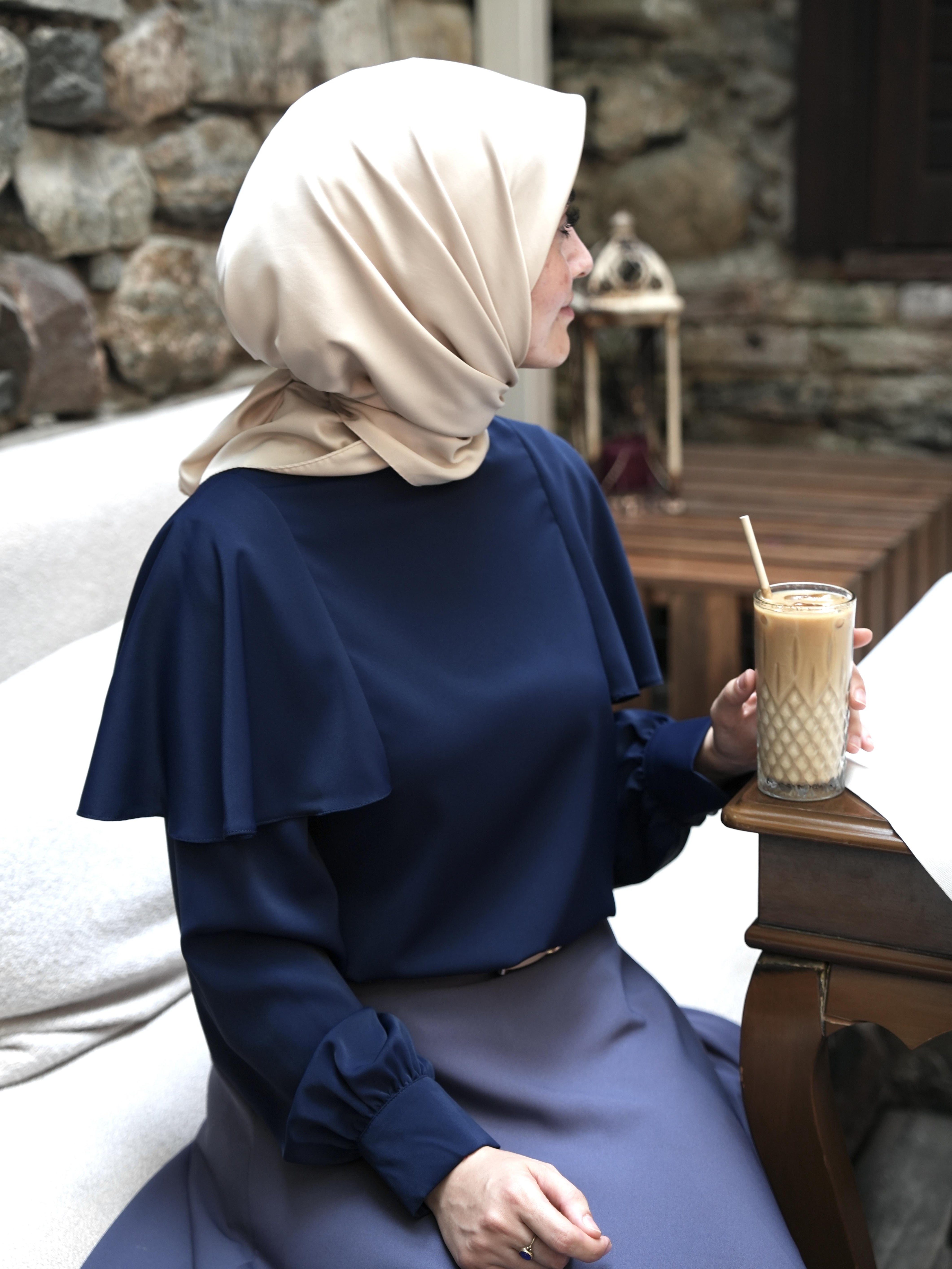 Pelerinli Bluz LACİVERT