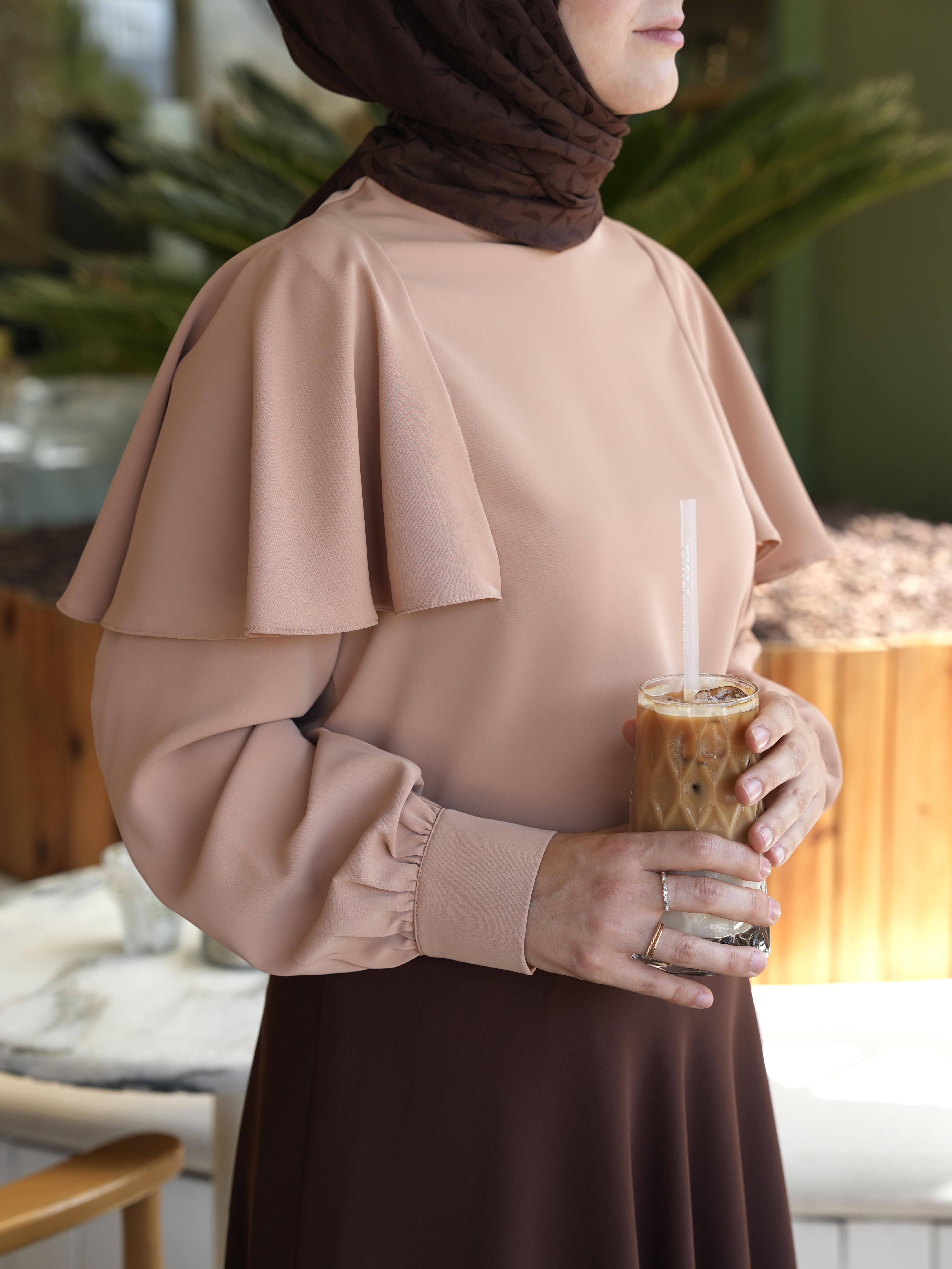 Pelerinli Bluz Sütlü Kahve