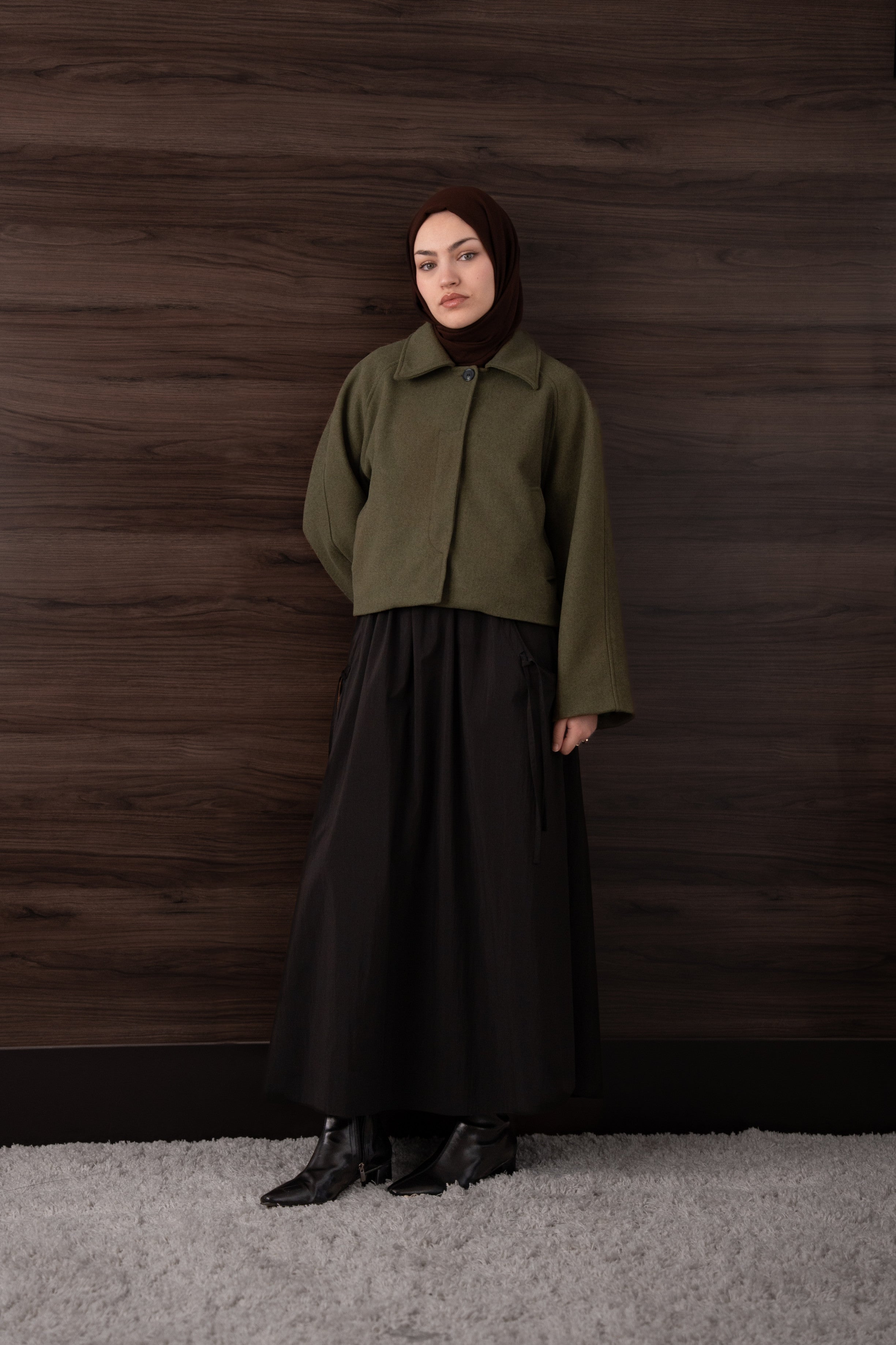 Kısa Kaşe Kaban YEŞİL