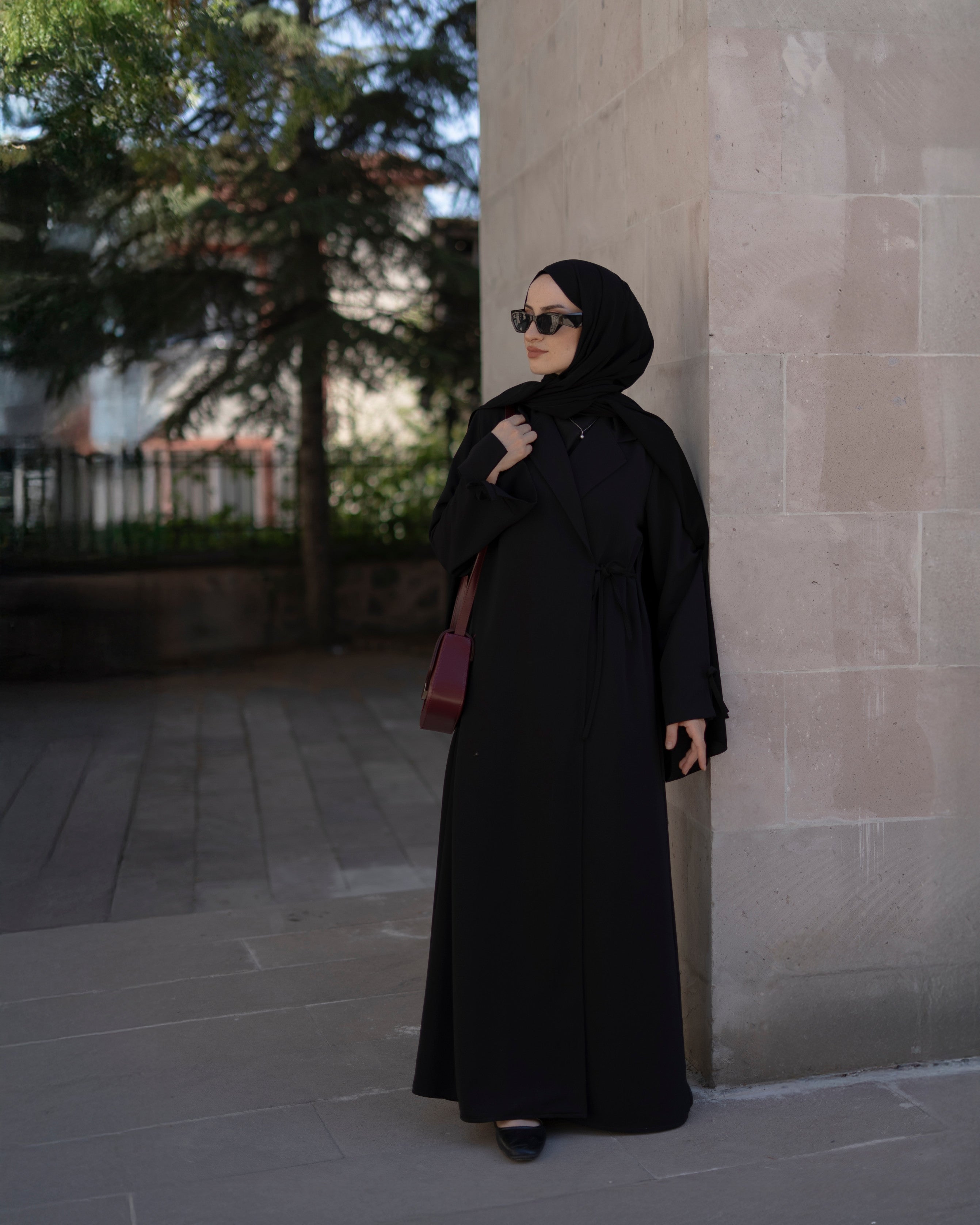 Bağlamalı Kruvaze Trench Siyah