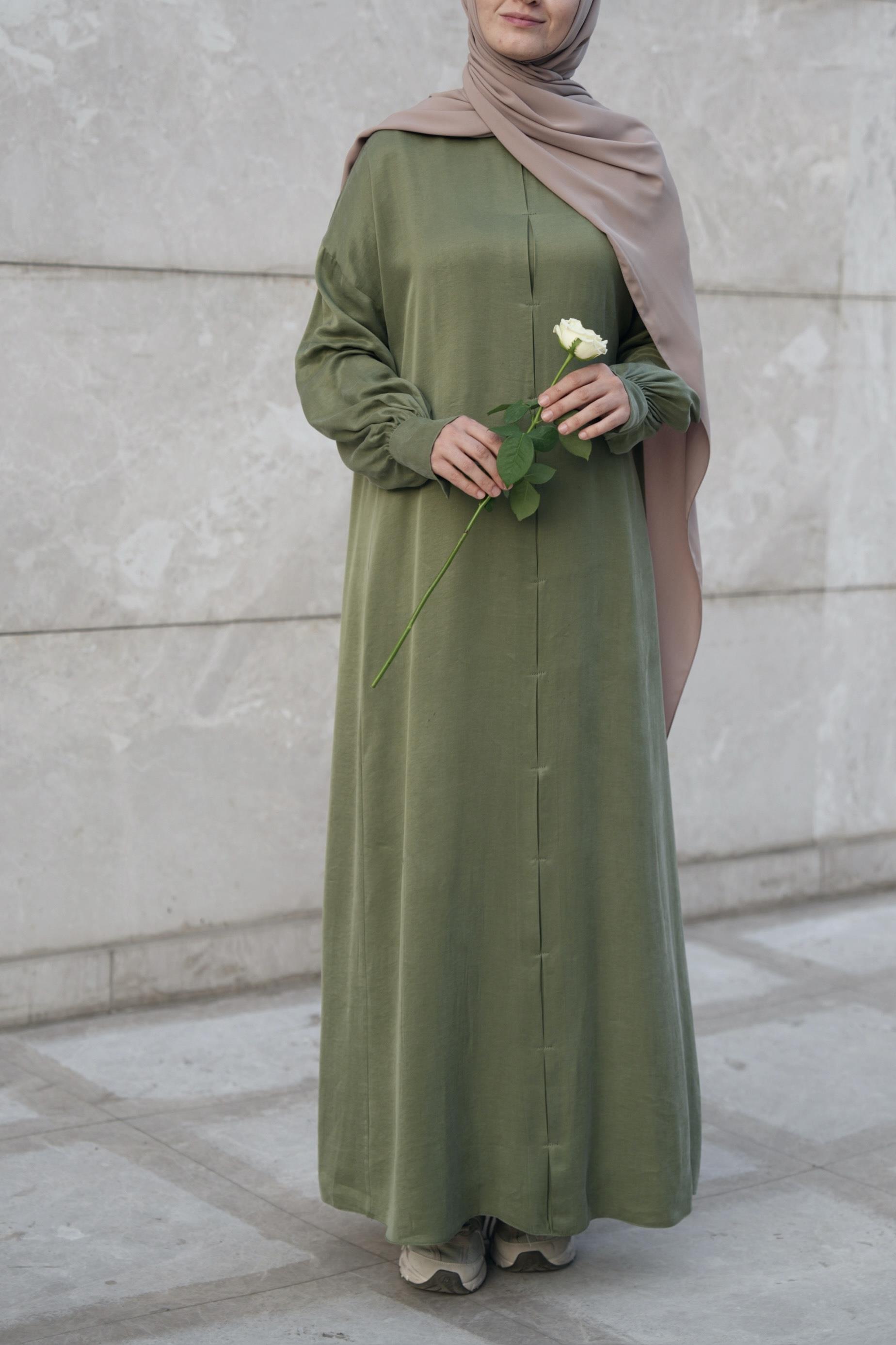 Robalı İpek Cupra Elbise YEŞİL