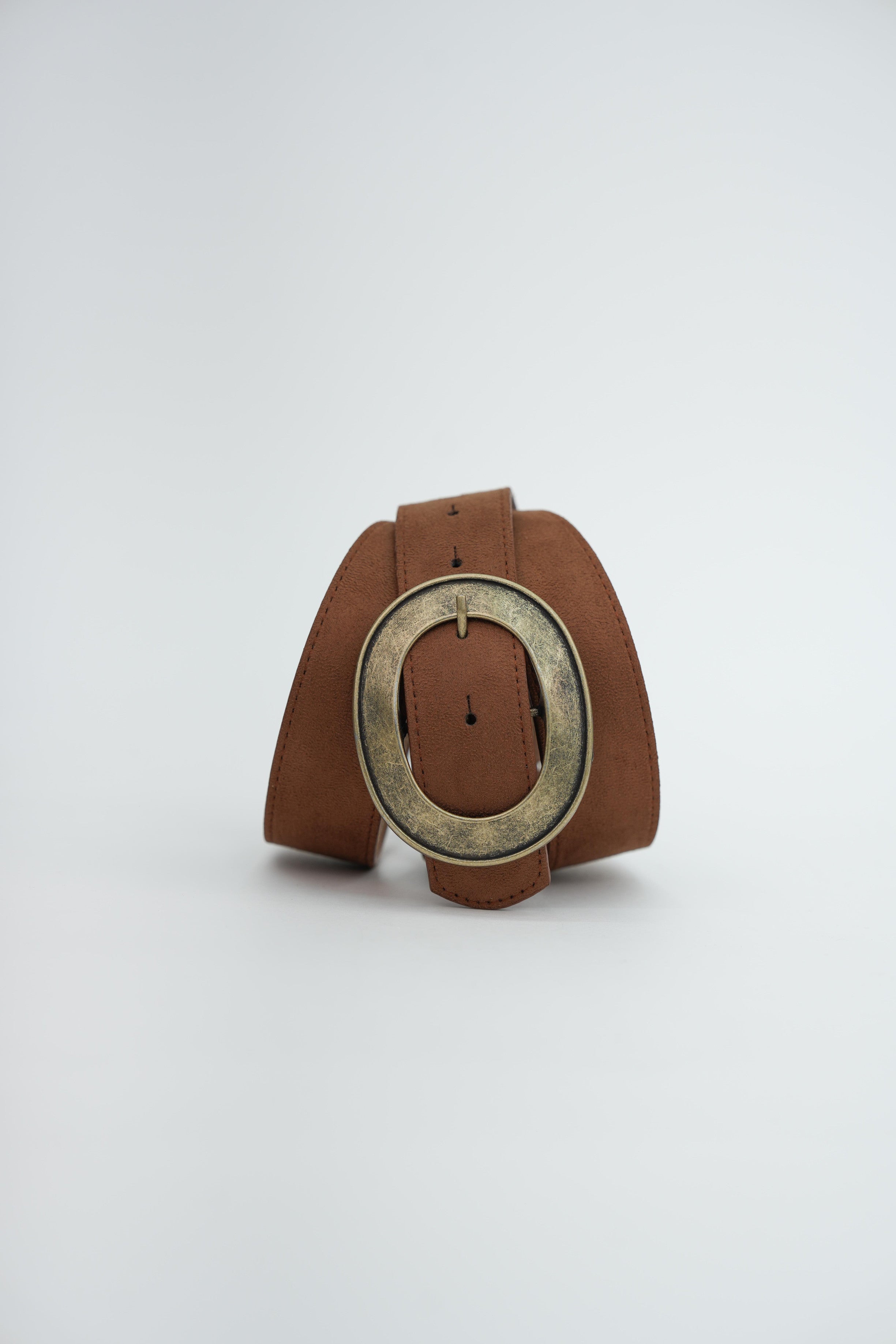 Süet Oval Antik Tokalı Kemer TABA