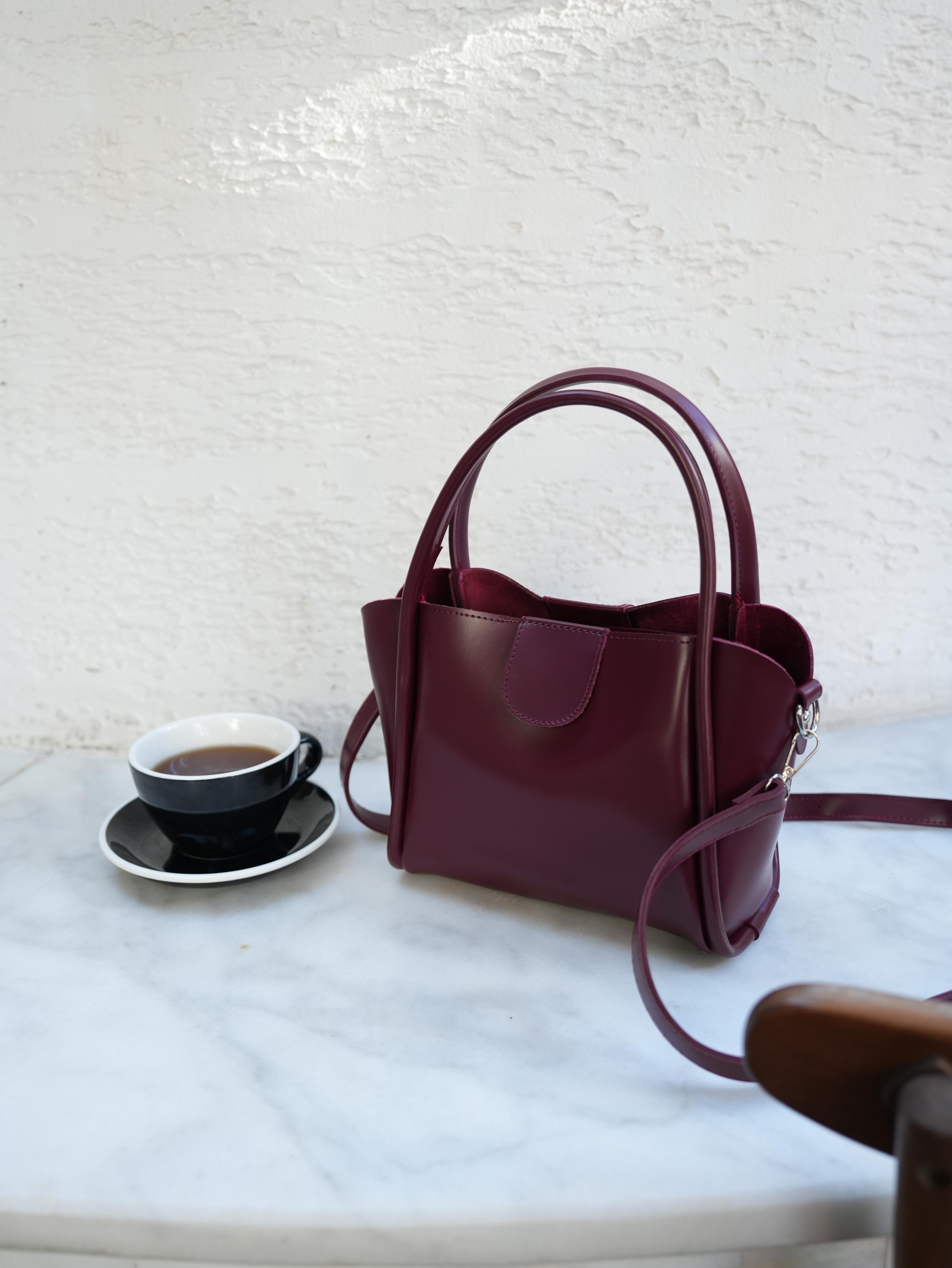 Suni Deri El ve Çapraz Çanta Bordo