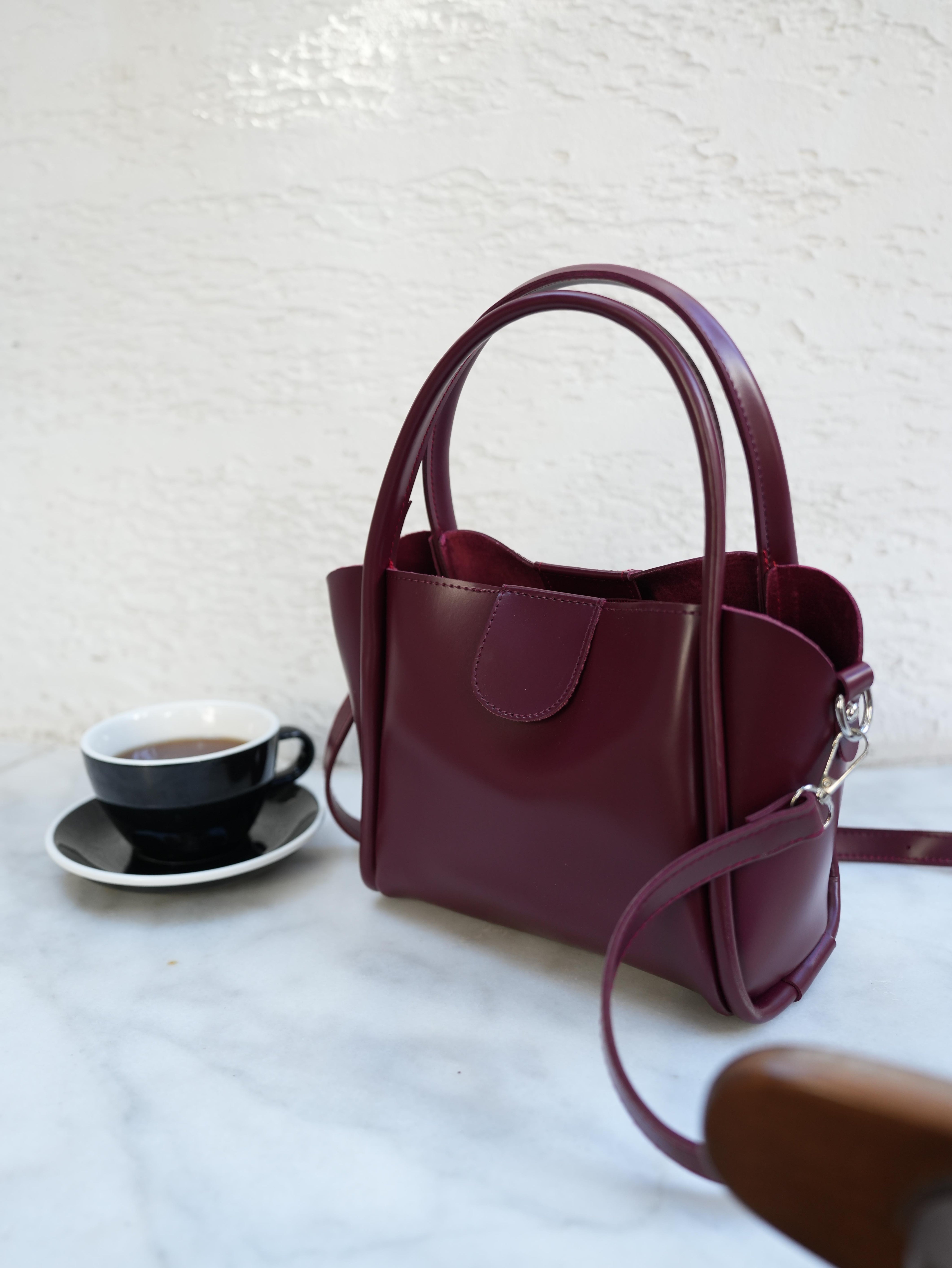 Suni Deri El ve Çapraz Çanta Bordo