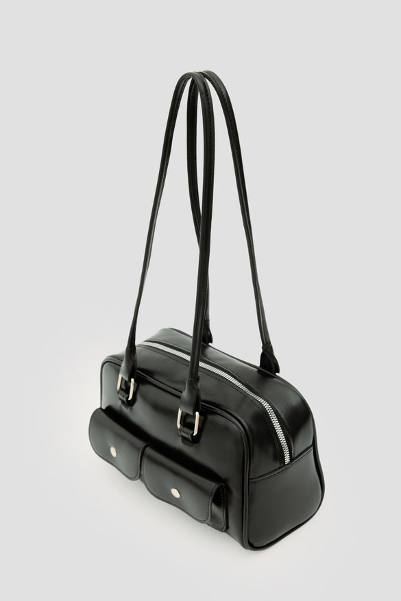 Çift Cepli Omuz Çantası SİYAH