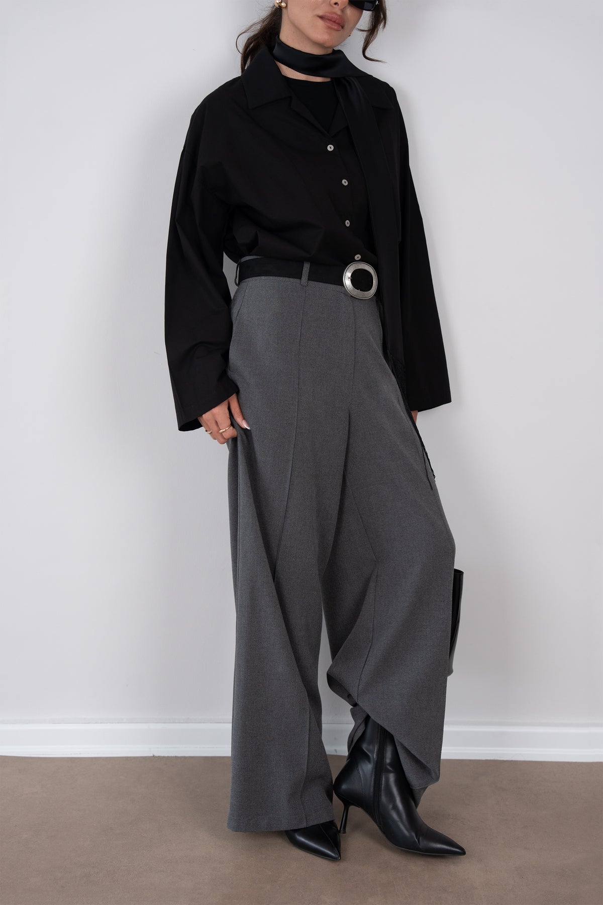 Pat Detaylı Oversize Gömlek SİYAH