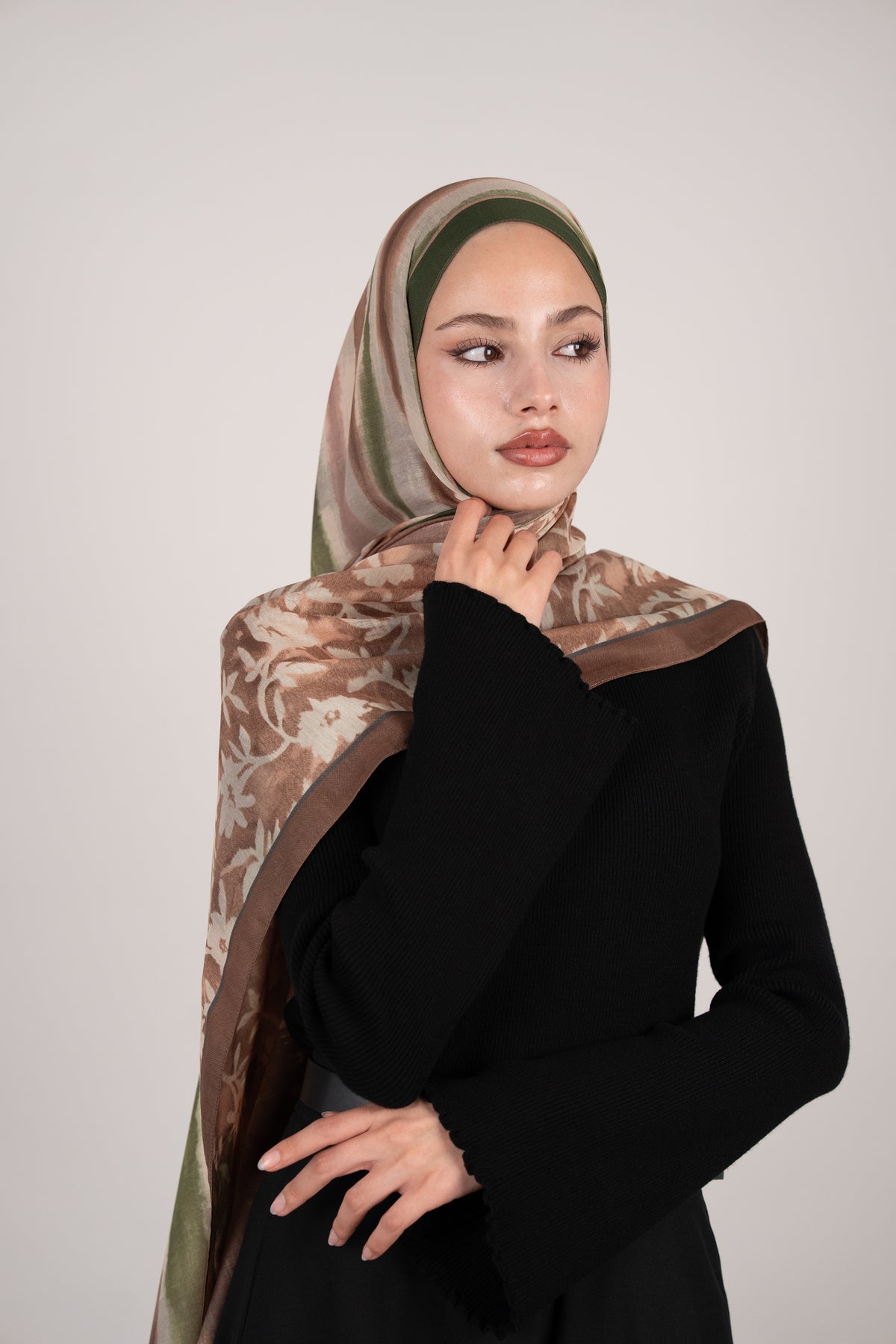 Floral Line Çift Taraflı Şal YEŞİL