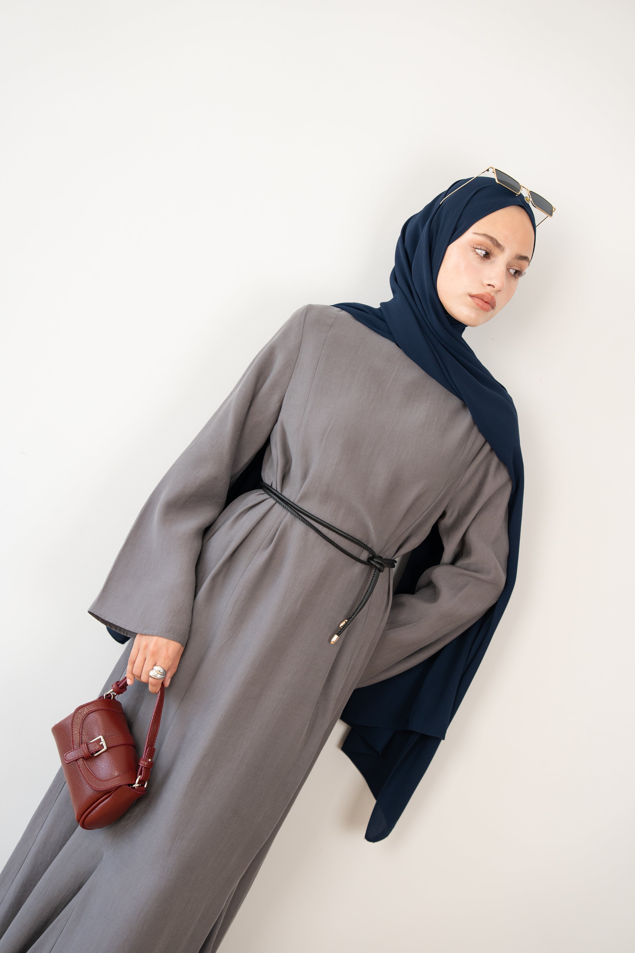 Godeli Modal Elbise GRİ