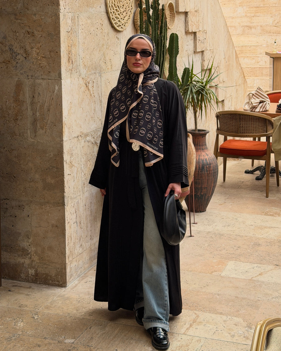 Nervürlü Abaya SİYAH