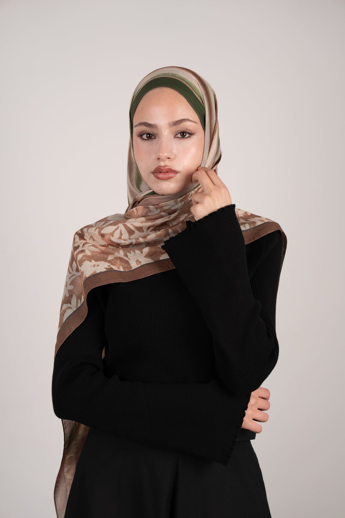 Floral Line Çift Taraflı Şal YEŞİL