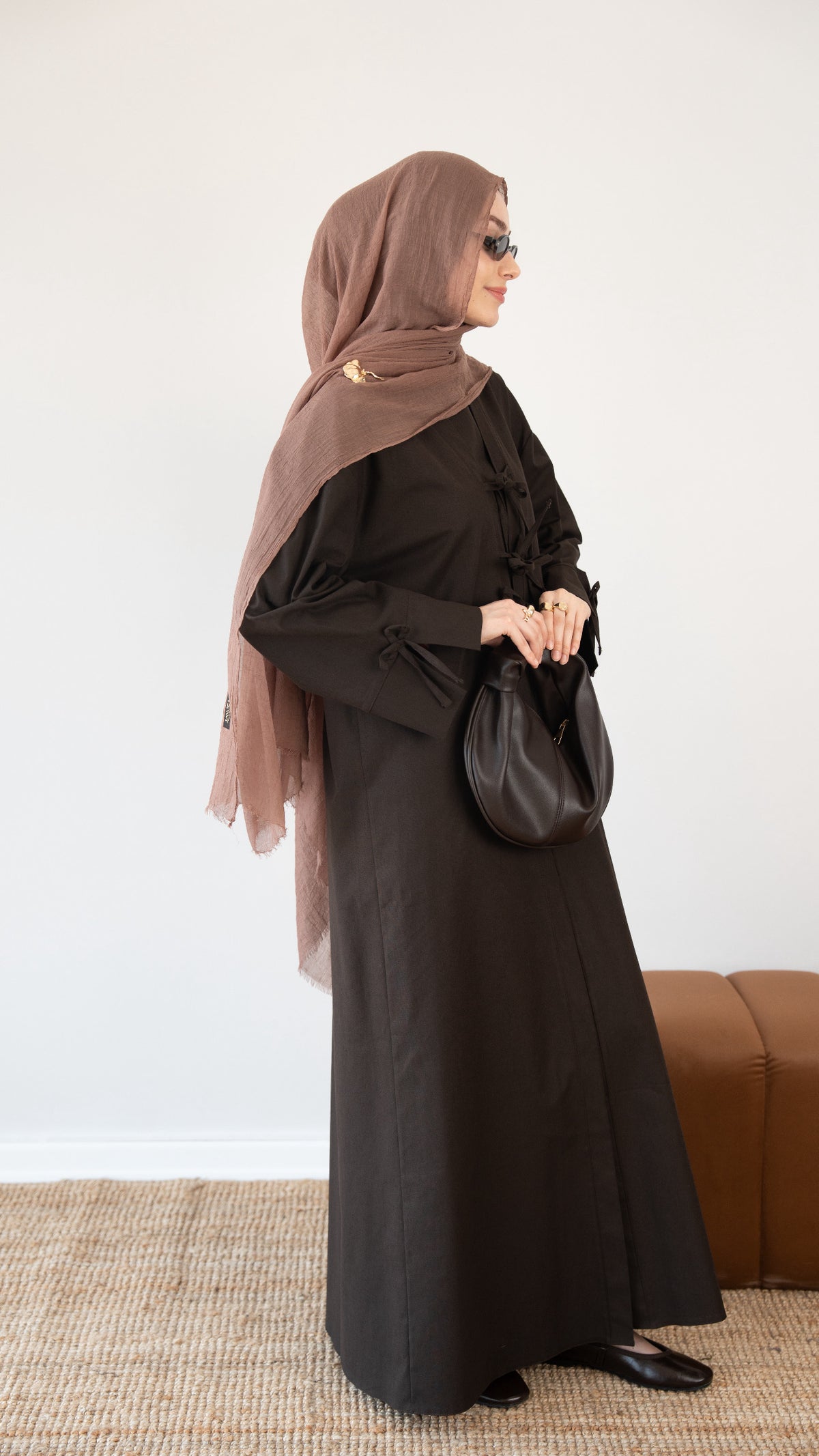 Keten Kimono İkili Takım KAHVERENGİ