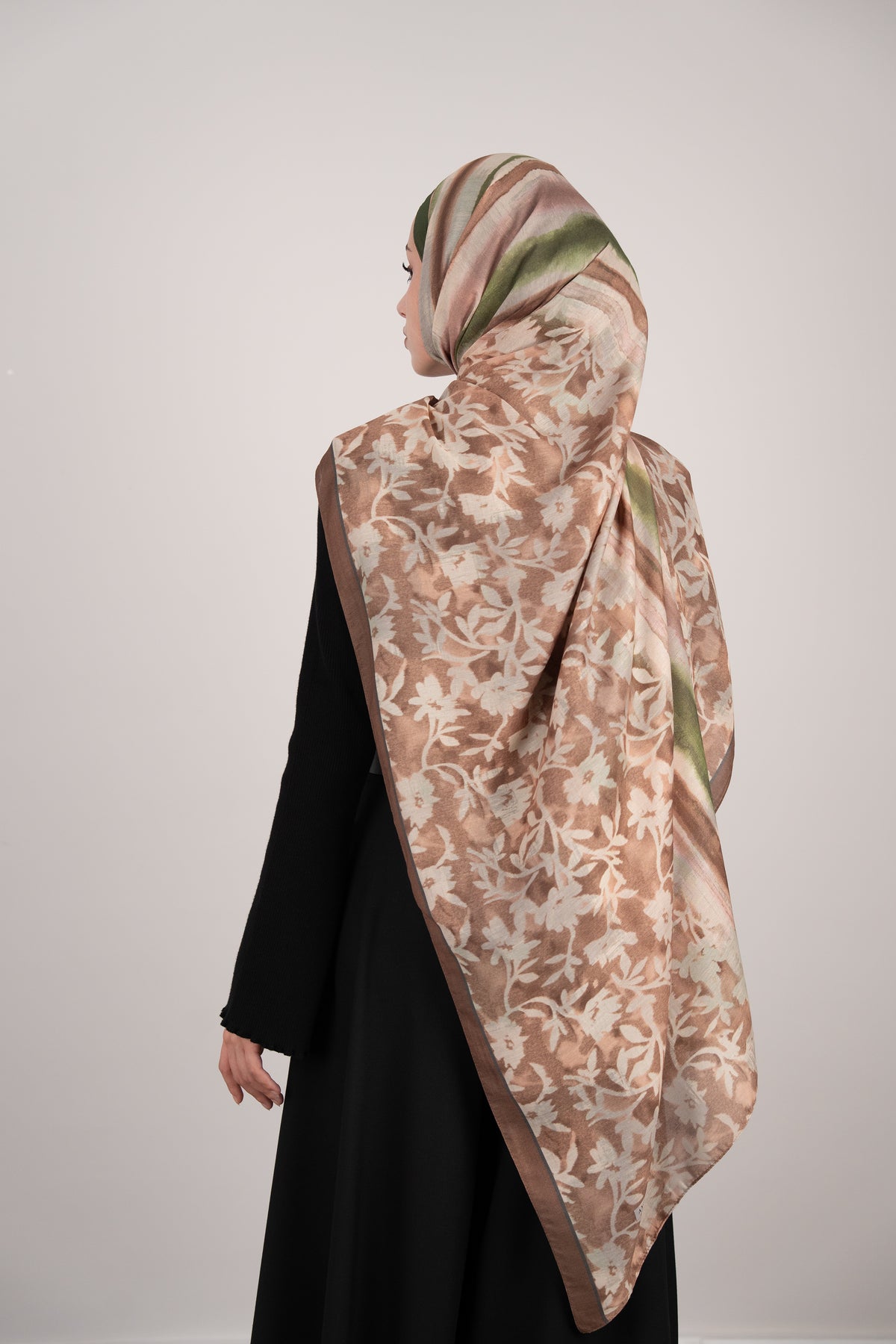 Floral Line Çift Taraflı Şal YEŞİL