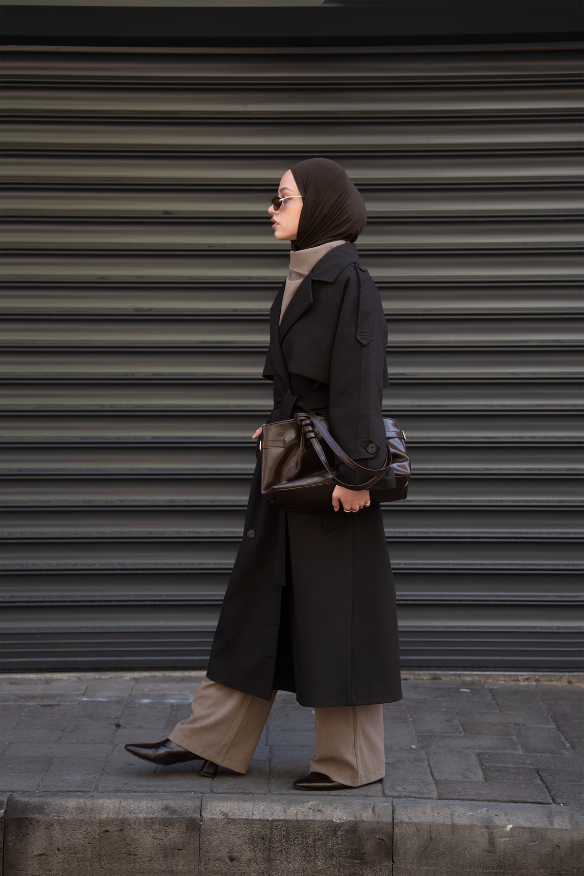 Premium Oversize Trençkot Kahverengi