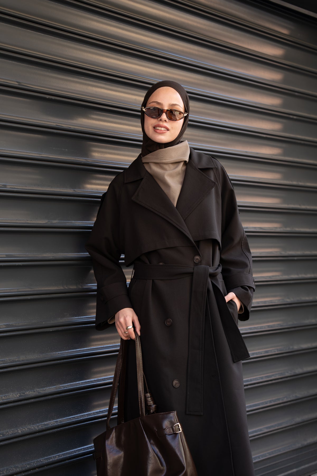Premium Oversize Trençkot Kahverengi