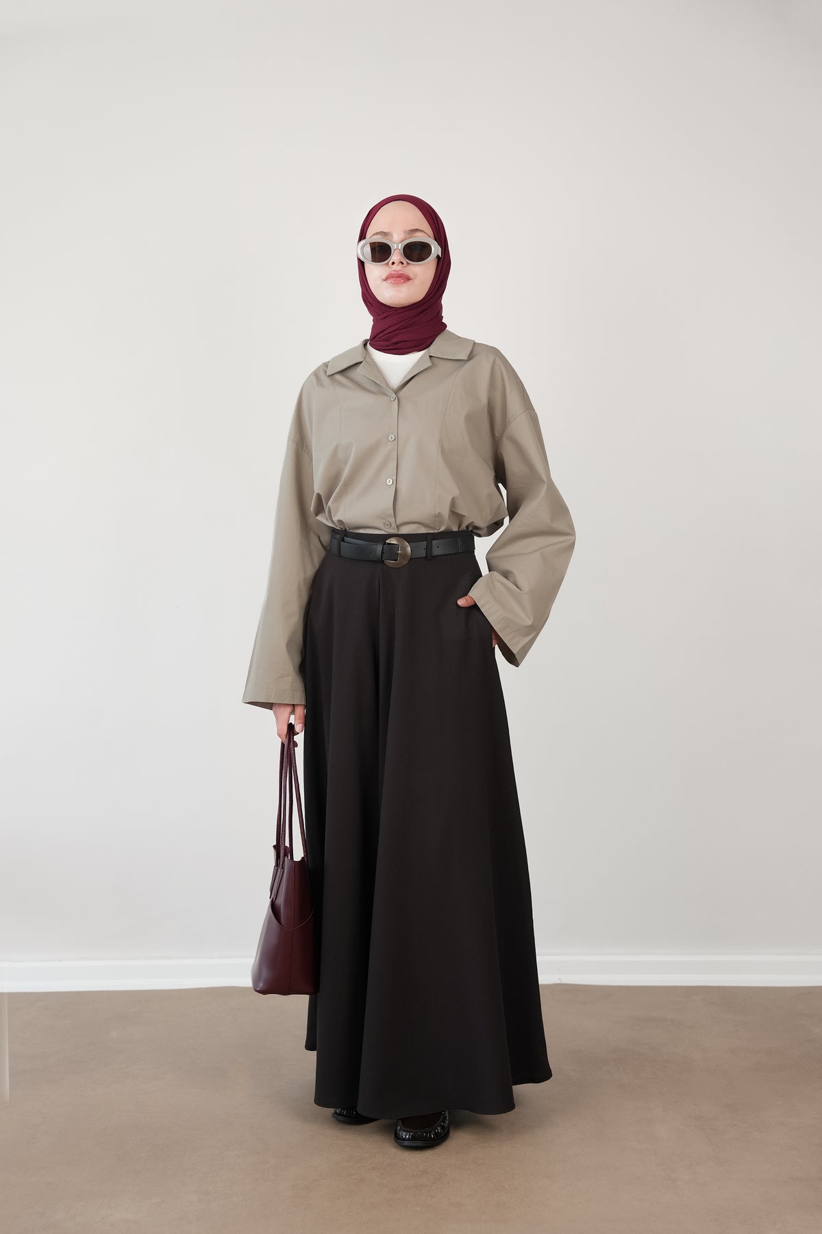 Pat Detaylı Oversize Gömlek TAŞ