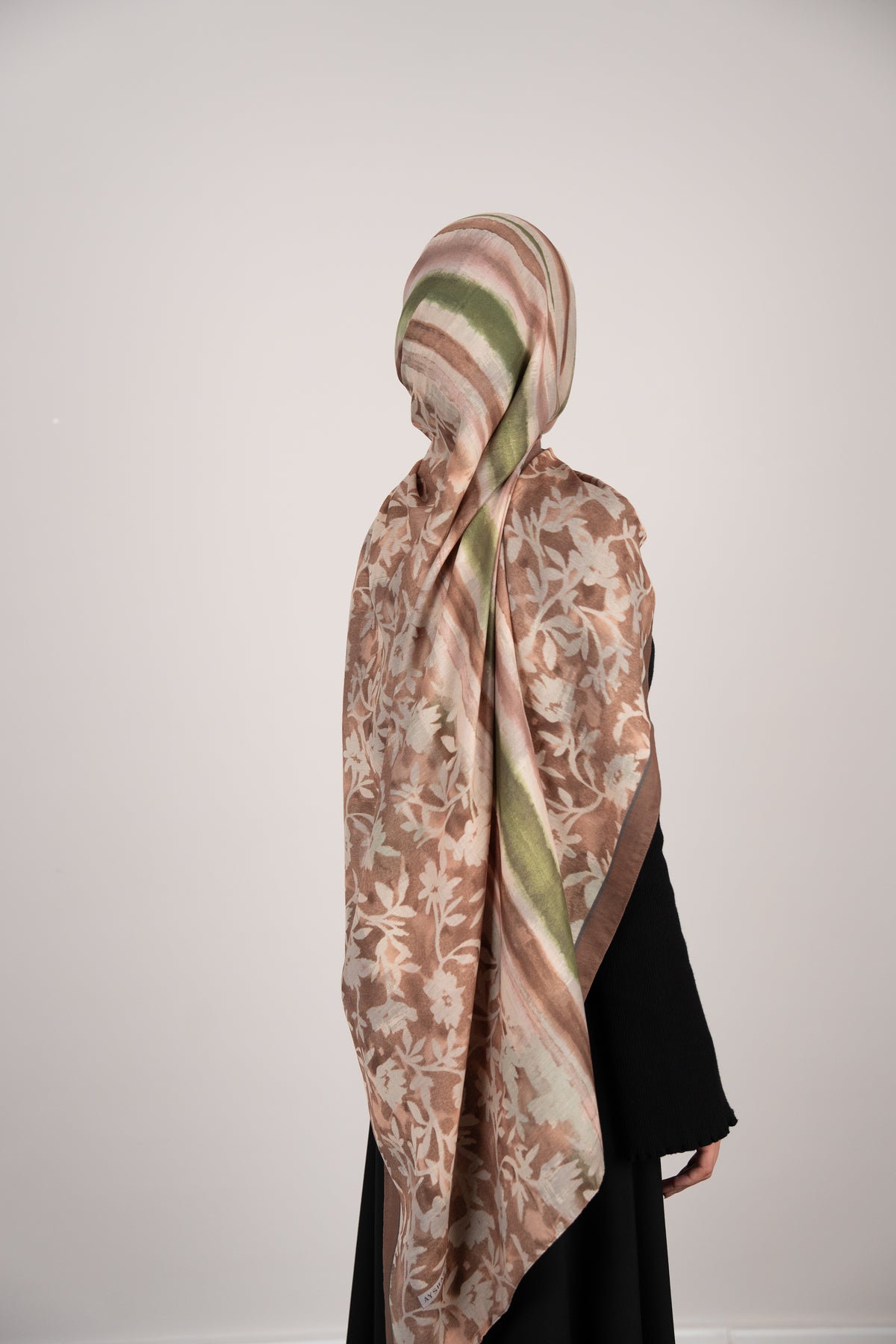 Floral Line Çift Taraflı Şal YEŞİL