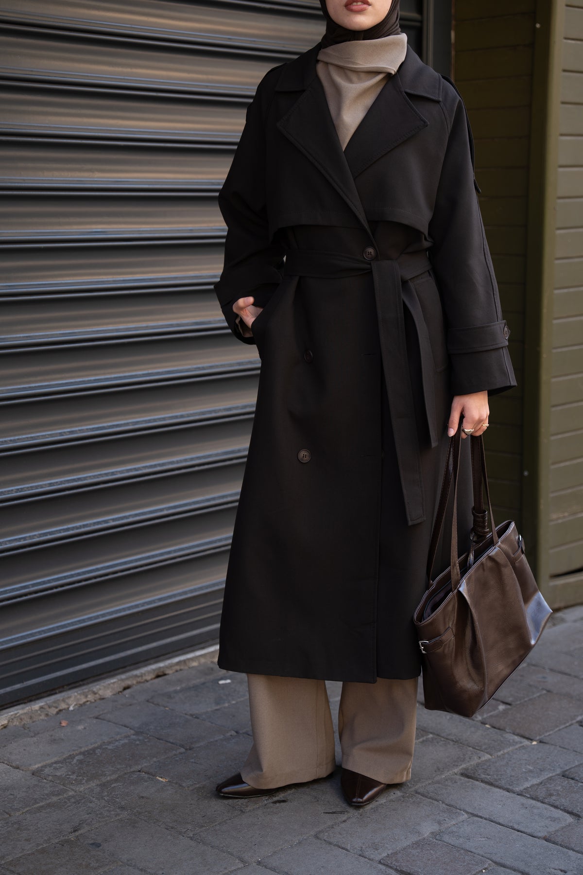 Premium Oversize Trençkot Kahverengi