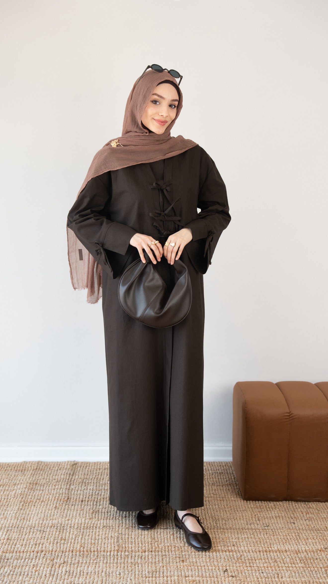 Keten Kimono İkili Takım KAHVERENGİ