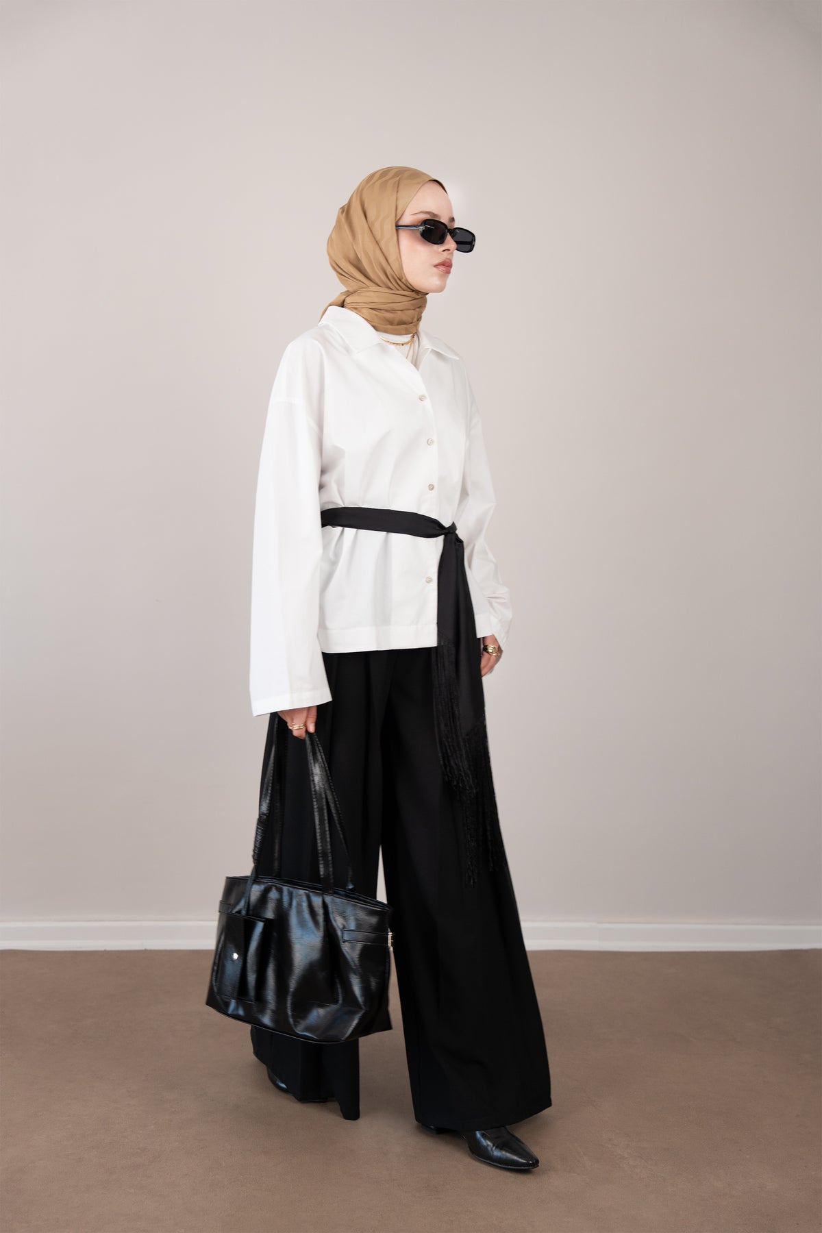 Pat Detaylı Oversize Gömlek BEYAZ