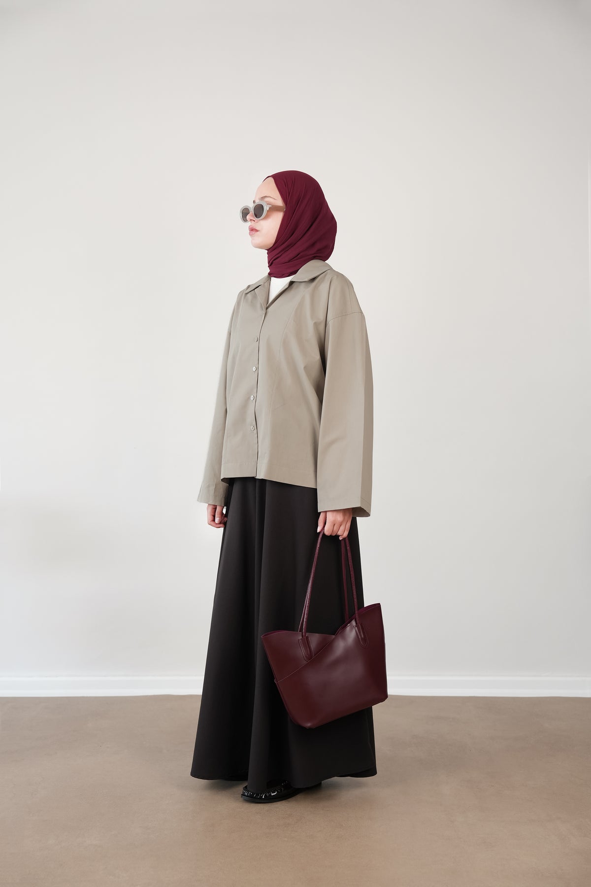 Pat Detaylı Oversize Gömlek TAŞ