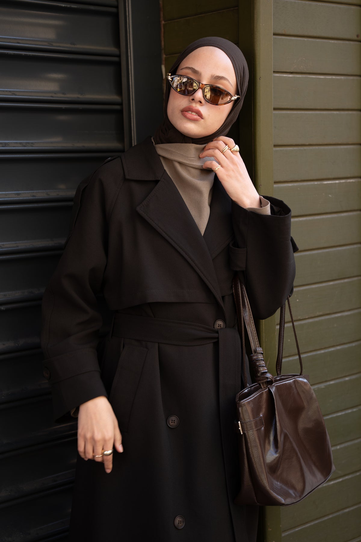 Premium Oversize Trençkot Kahverengi