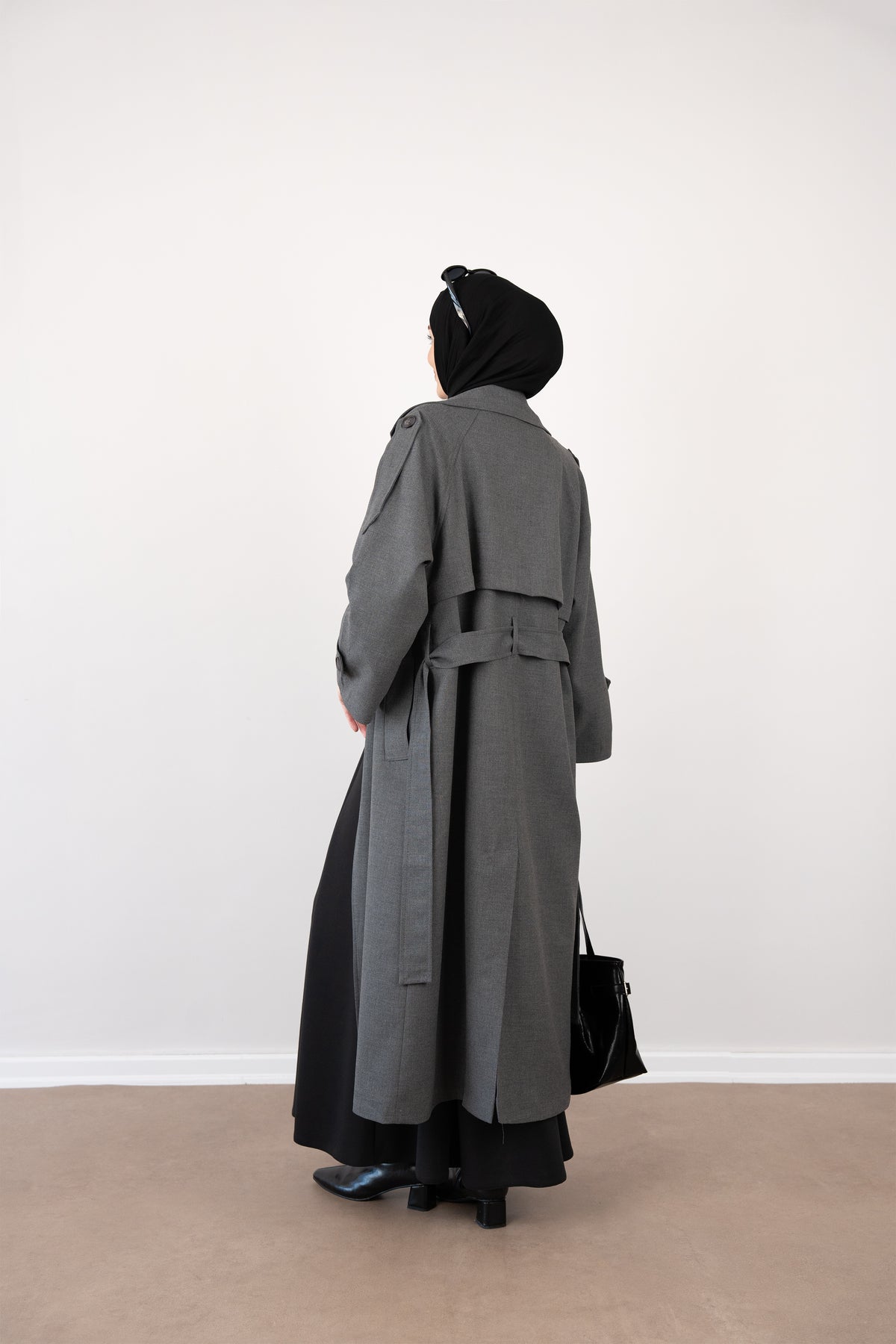 Premium Oversize Trençkot Gri