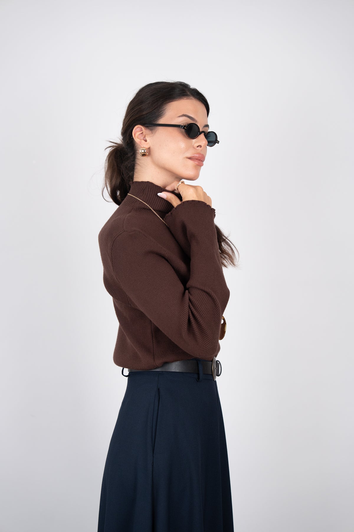 Fitilli Triko Bluz KAHVERENGİ
