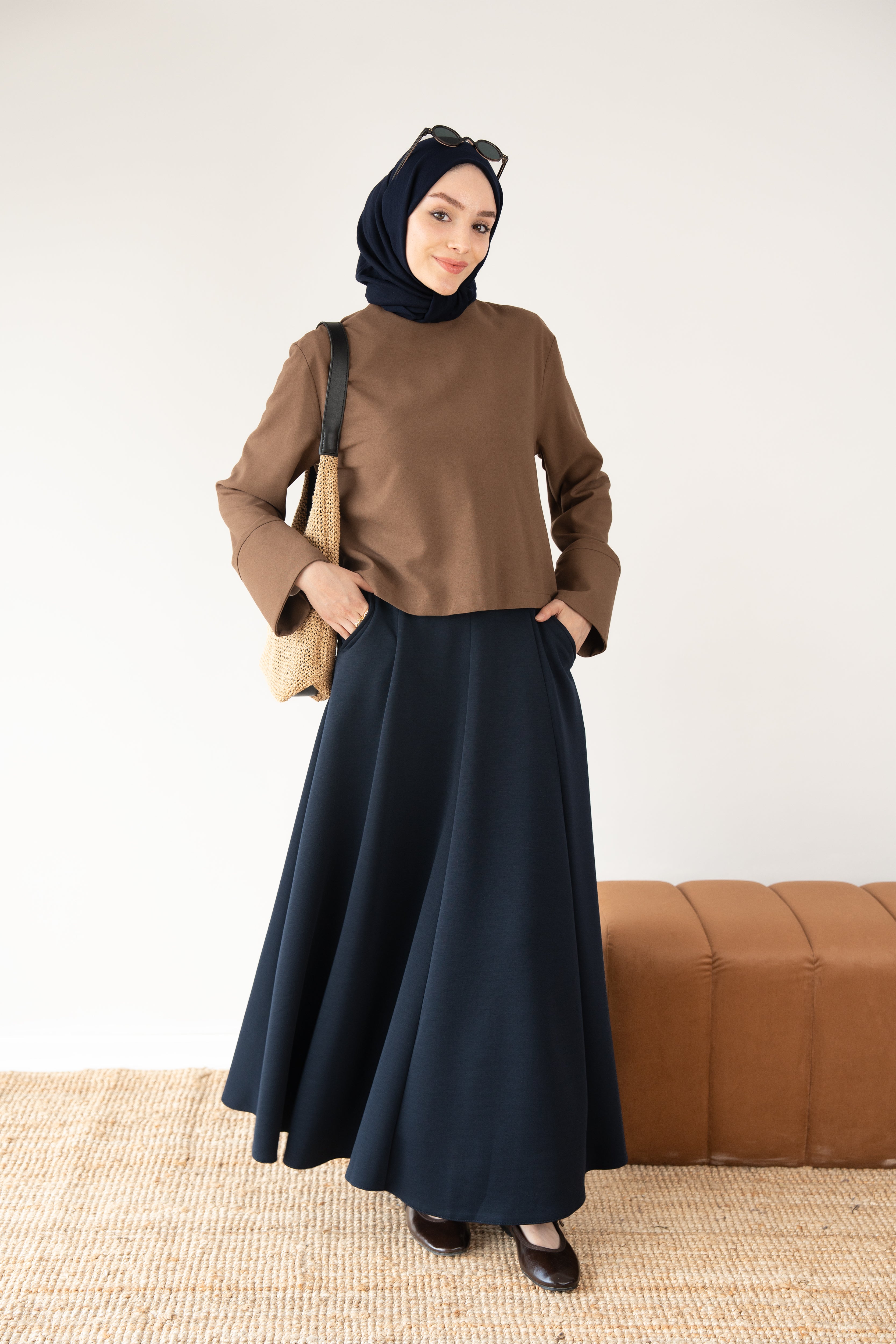 Modal Parçalı Etek LACİVERT
