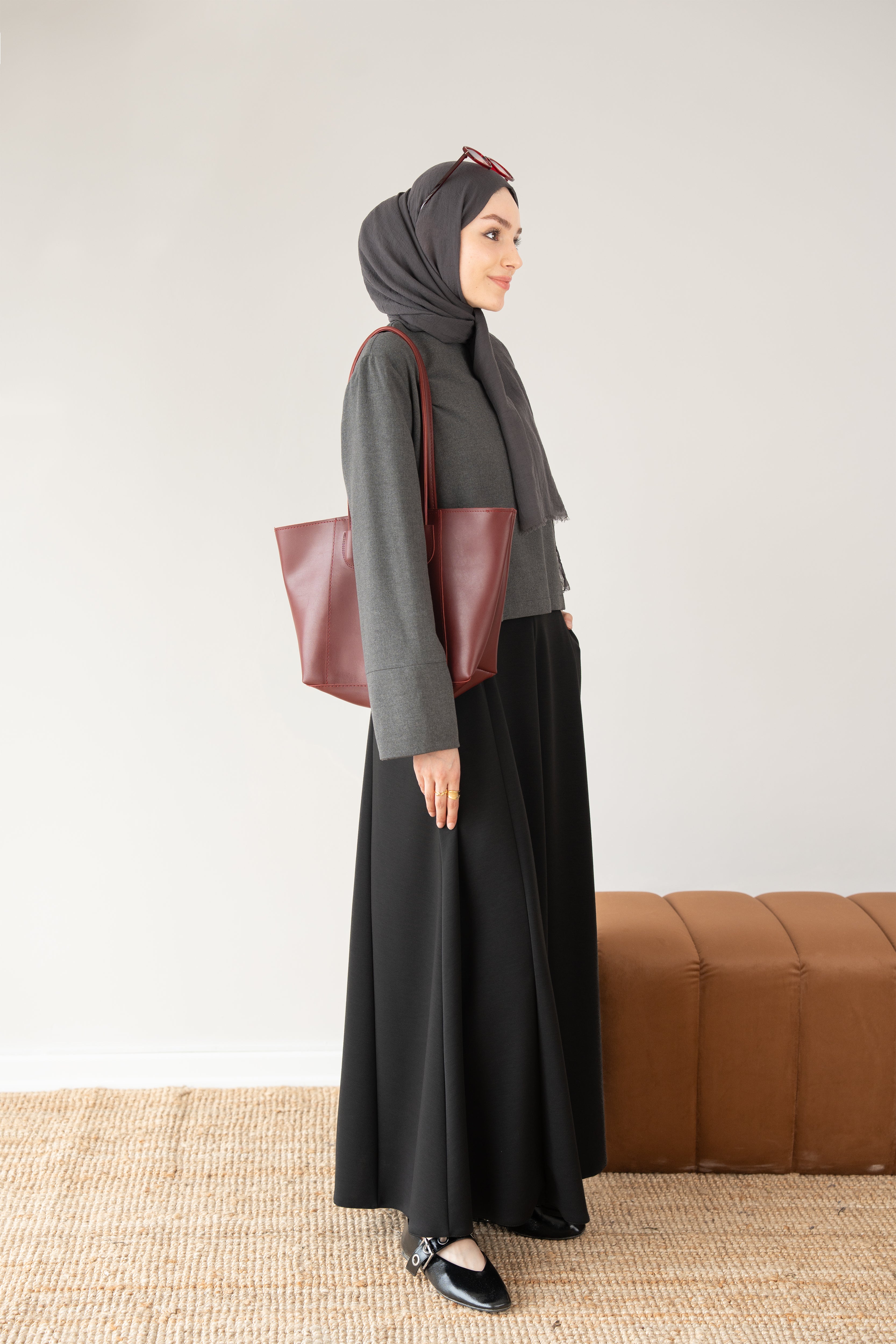 Modal Parçalı Etek SİYAH