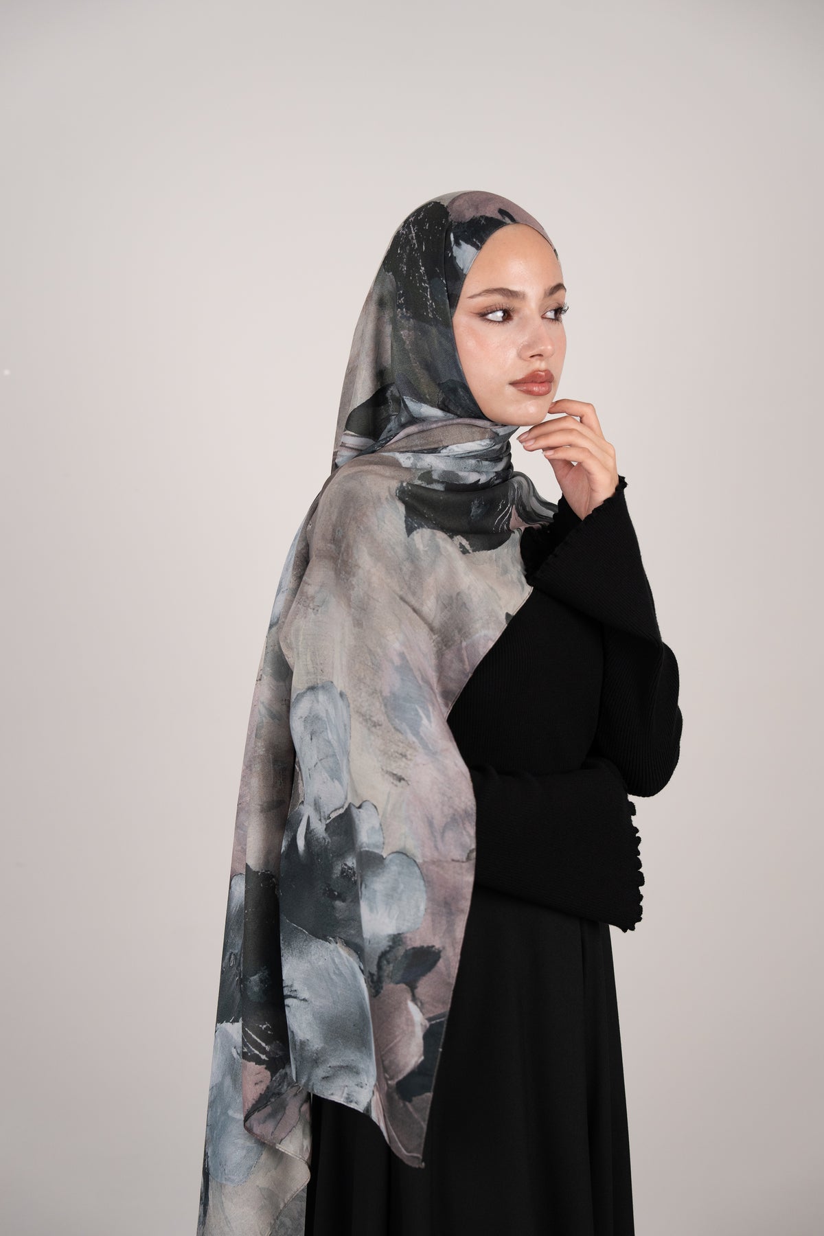 Flora Reverie Çift Taraflı Şal Gümüş