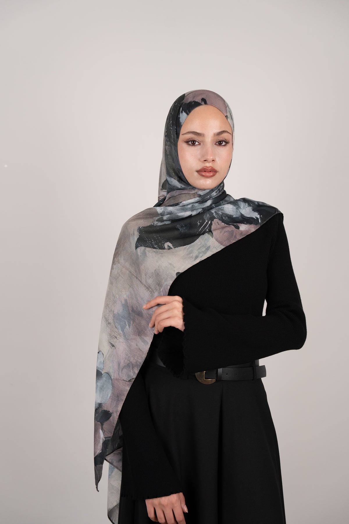 Flora Reverie Çift Taraflı Şal Gümüş
