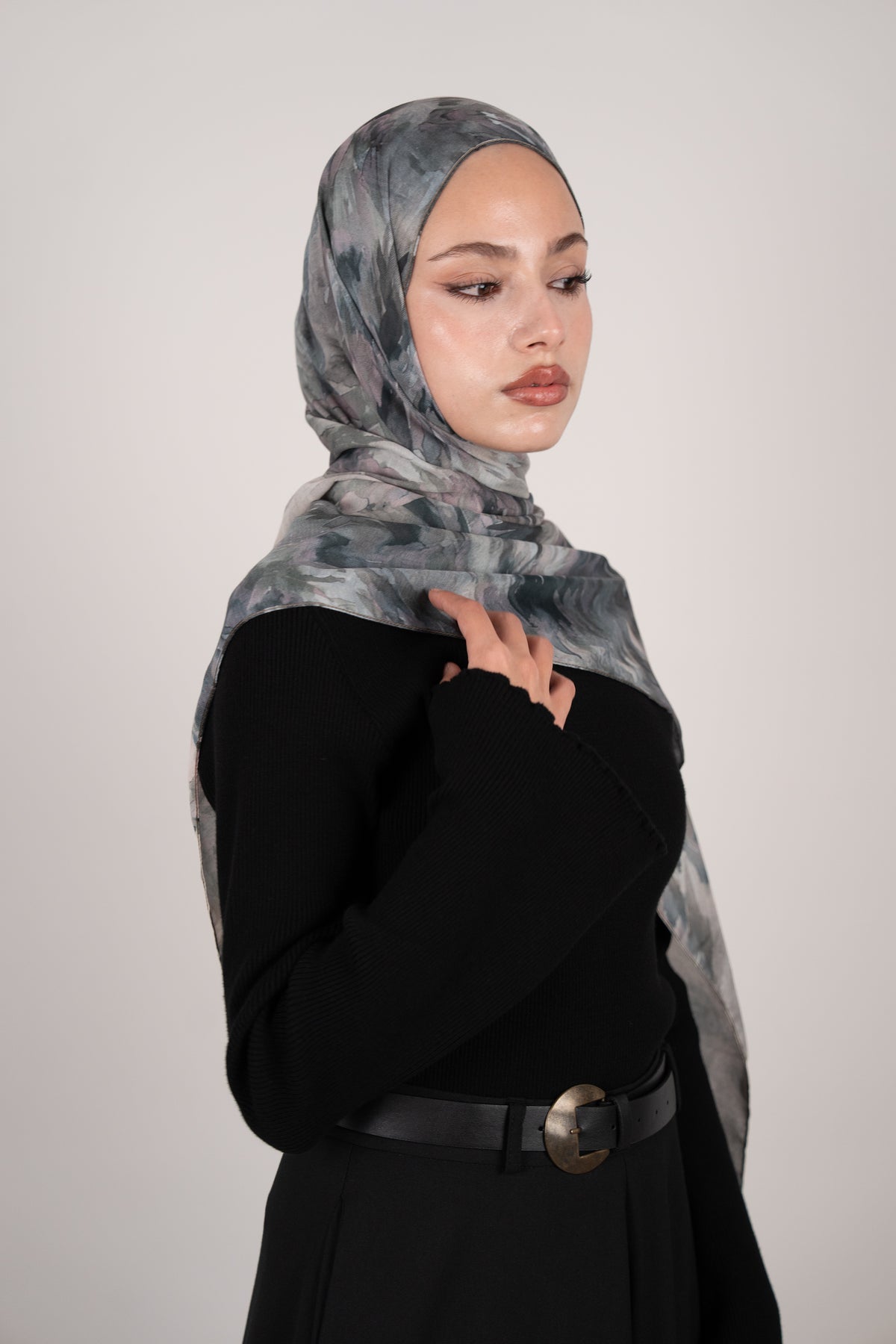 Flora Reverie Çift Taraflı Şal Gümüş