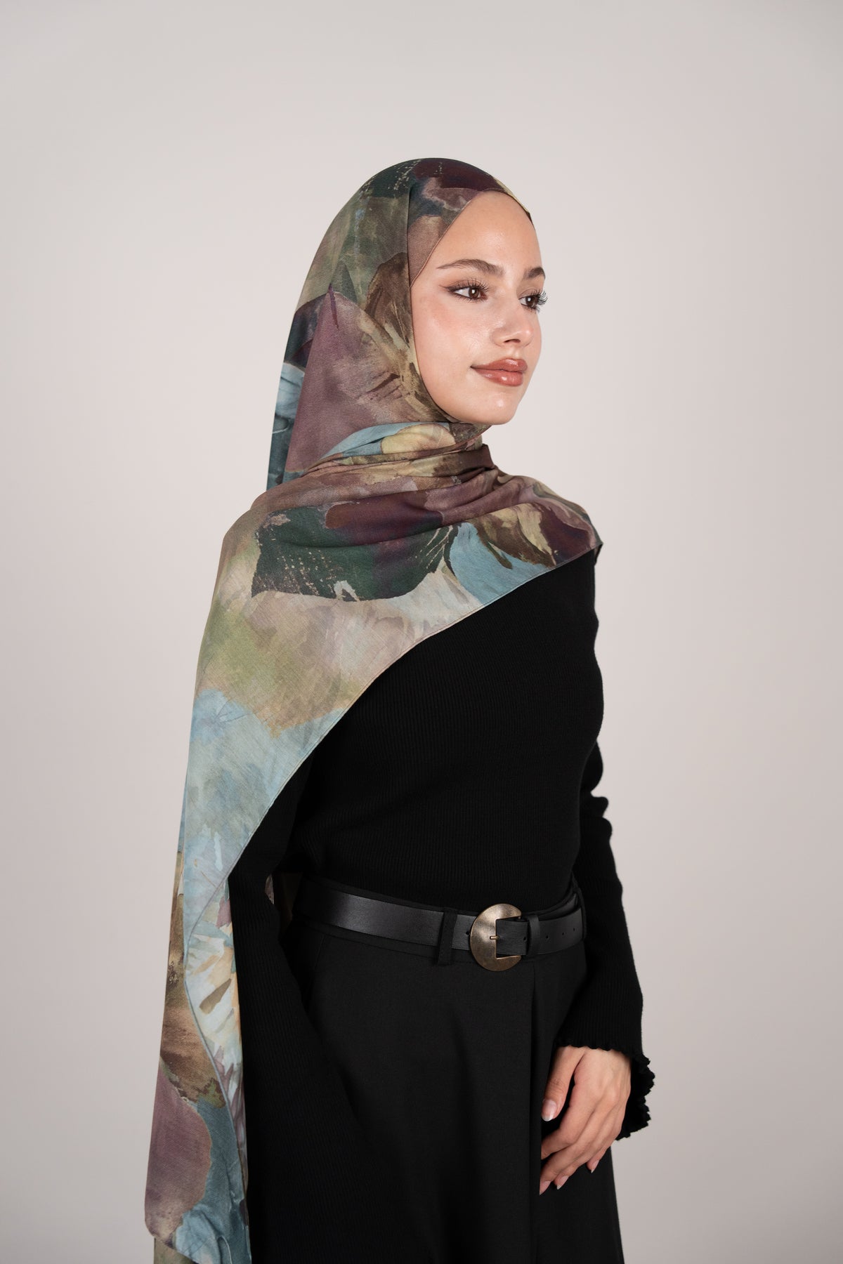Flora Reverie Çift Taraflı Şal TURKUAZ