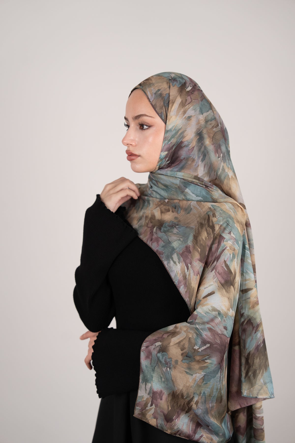 Flora Reverie Çift Taraflı Şal TURKUAZ