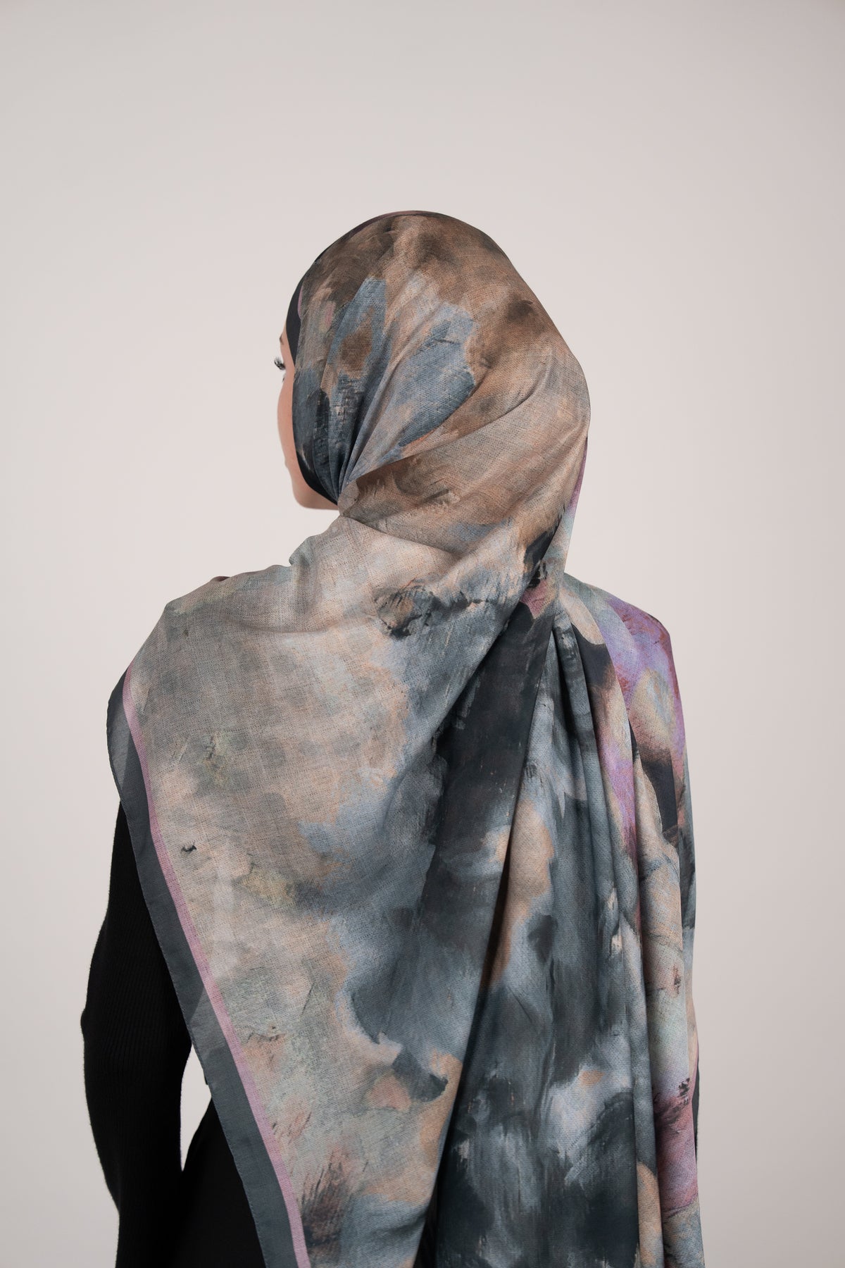 Floral Dots Çift Taraflı Şal GRİ