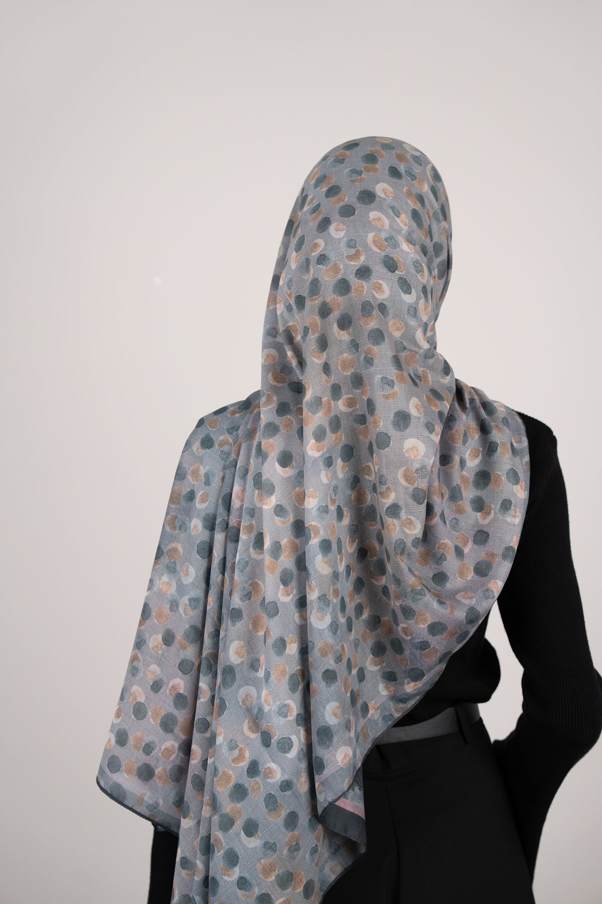 Floral Dots Çift Taraflı Şal GRİ